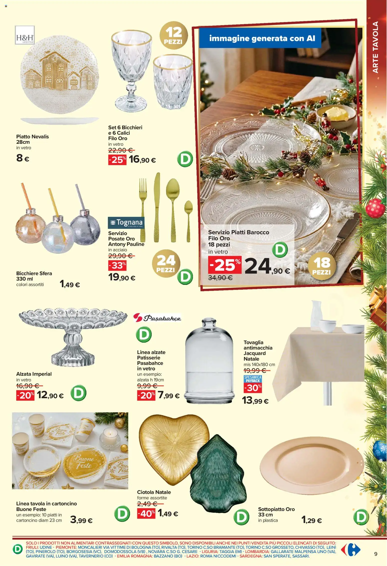 Volantino Carrefour del 02/11/2026 | Pagina: 9 | Prodotti: Piatti, Bicchiere, Tovaglia, Ciotola