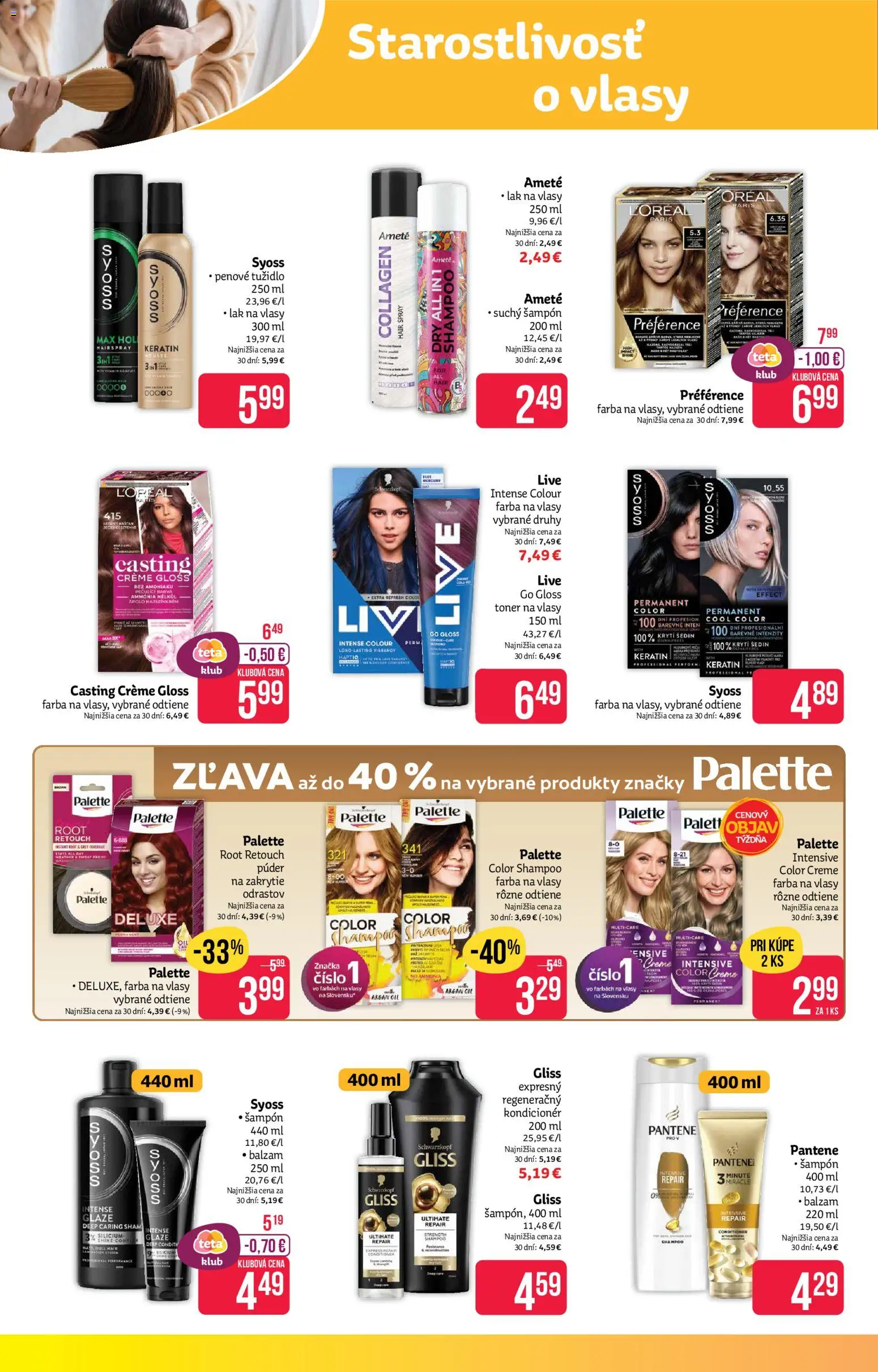 Nové Teta drogerie akcie – leták je platný od 17.08.2026 | Strana: 8 | Produkty: Šampón, Lak na vlasy, Farba na vlasy, Maska