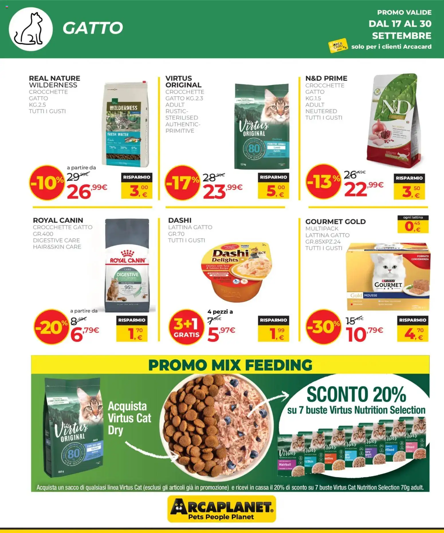 Volantino Arcaplanet del 17/09/2026 | Pagina: 8 | Prodotti: Crocchette, Crocchette gatto