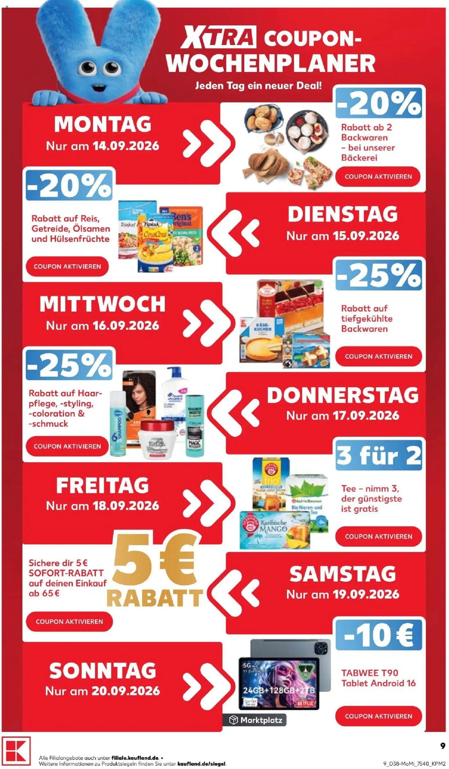 Kaufland Prospekt – gültig ab 14.09.2026 | Seite: 9 | Produkte: Bäckerei, Shampoo, Mango, Tee