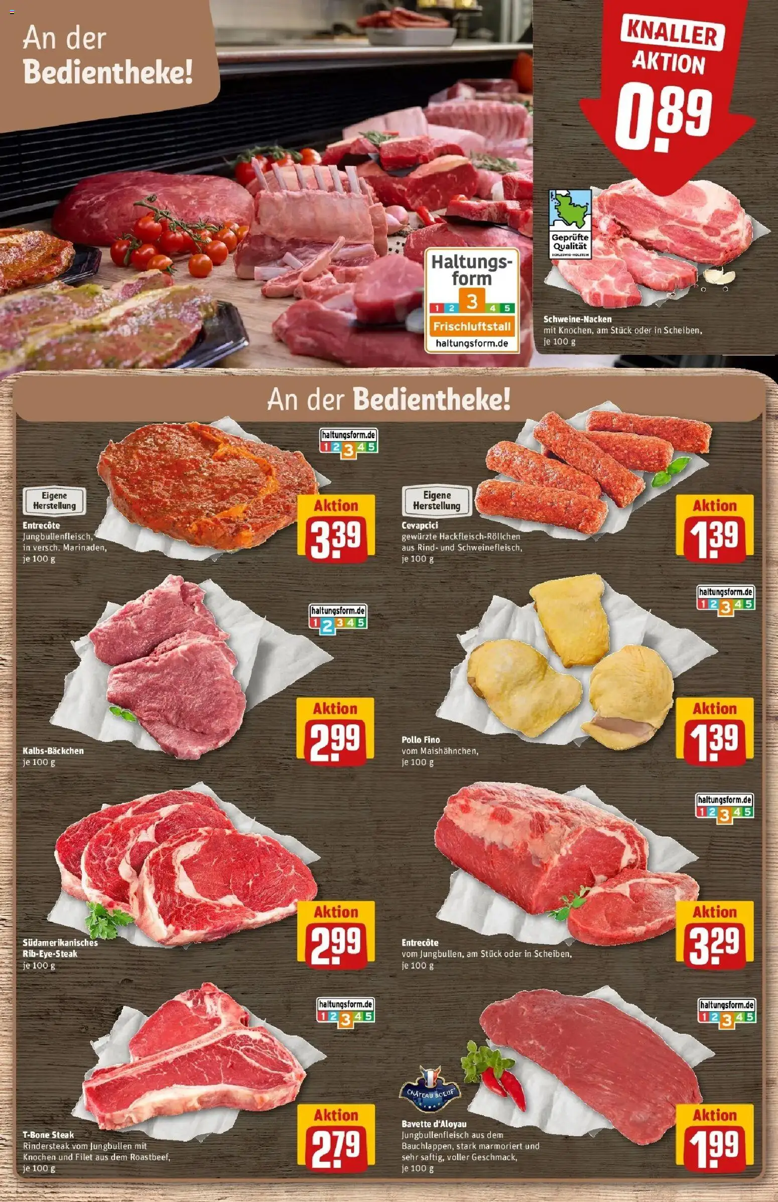 REWE Prospekt ab 24.08.2026 zum Blättern » Angebote | Seite: 8 | Produkte: Cevapcici, Schweinenacken, Entrecote, Steak