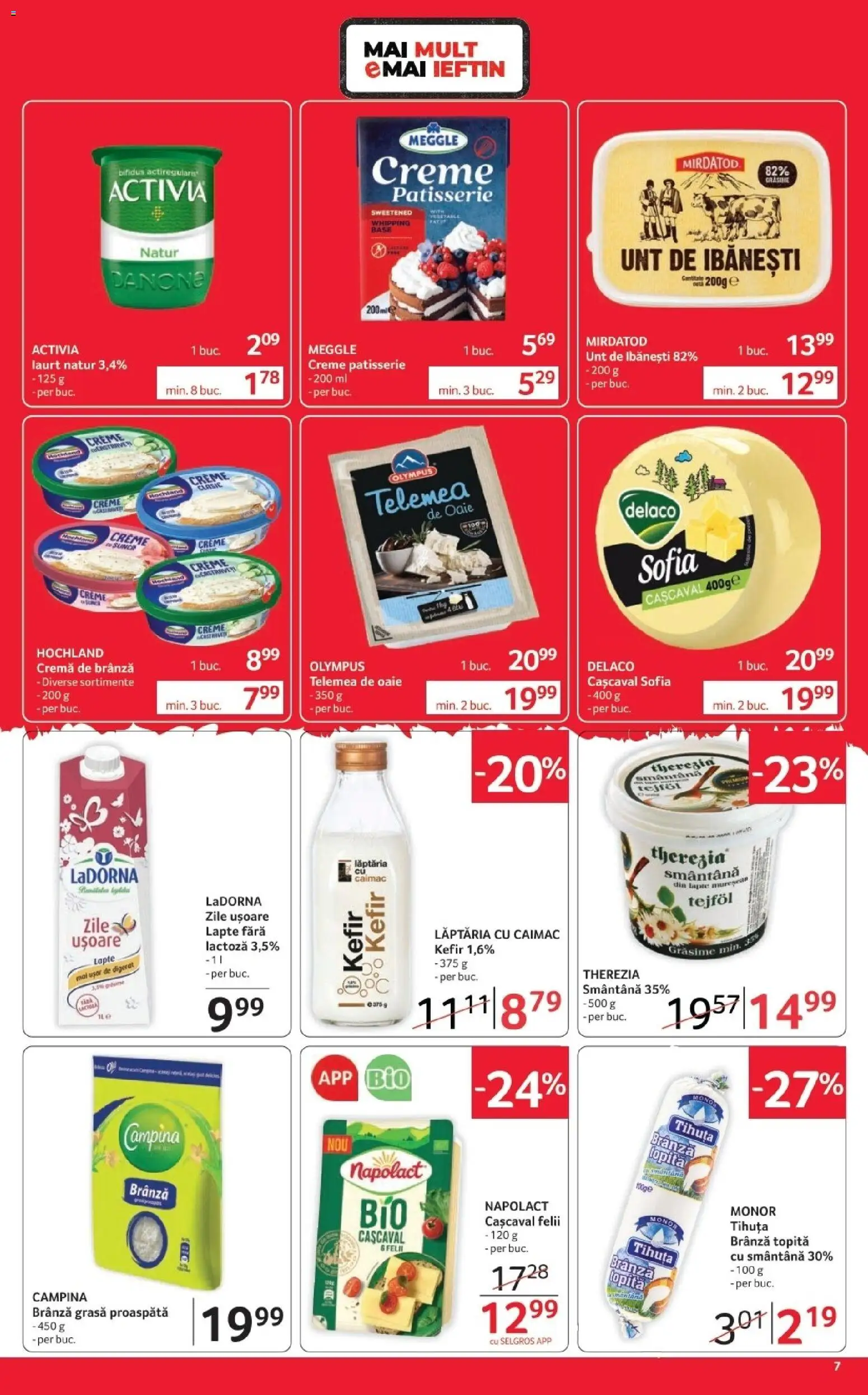 Noul catalog Selgros – valabil de la 16.10.2026 | Pagină: 7 | Produse: Lapte fara lactoza, Cremă, Danone, Smântână