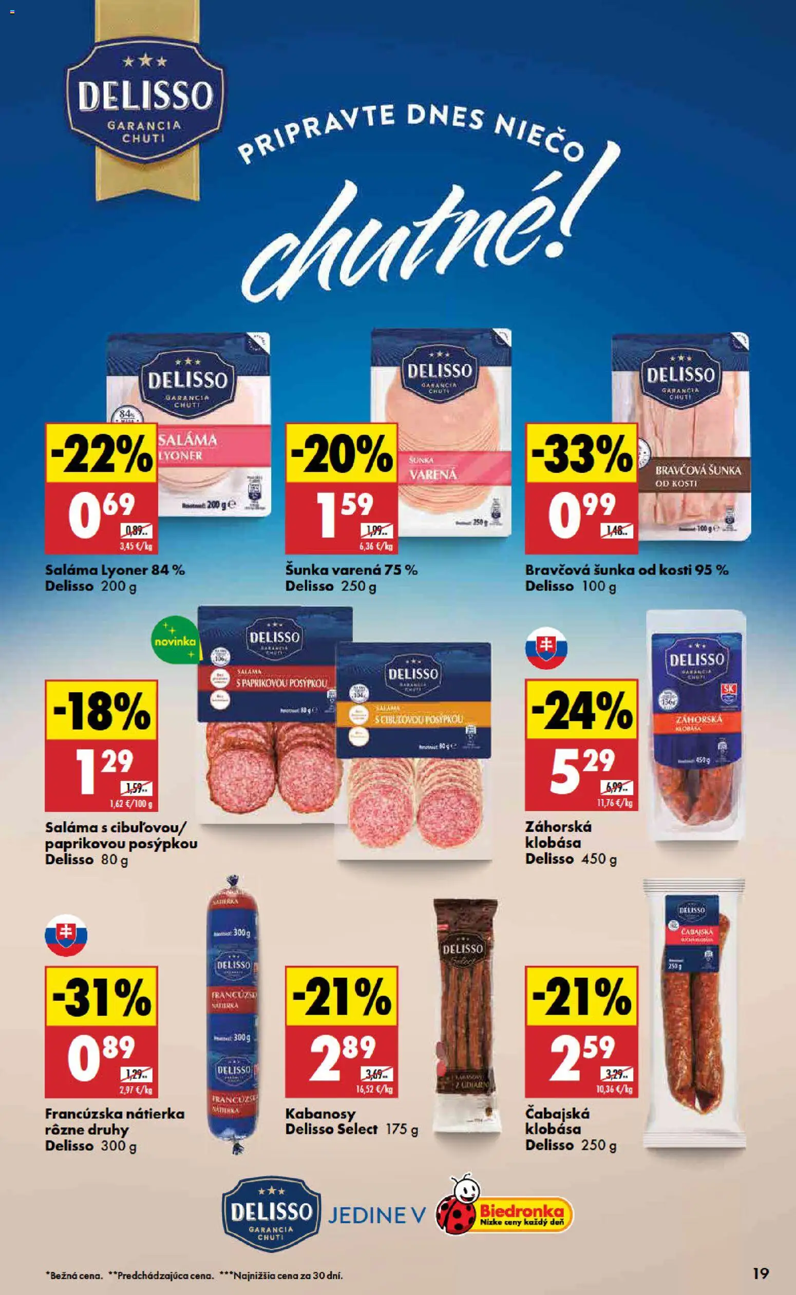 Nové Biedronka akcie – leták je platný od 14.05.2026 | Strana: 19 | Produkty: Saláma, Šunka, Klobása