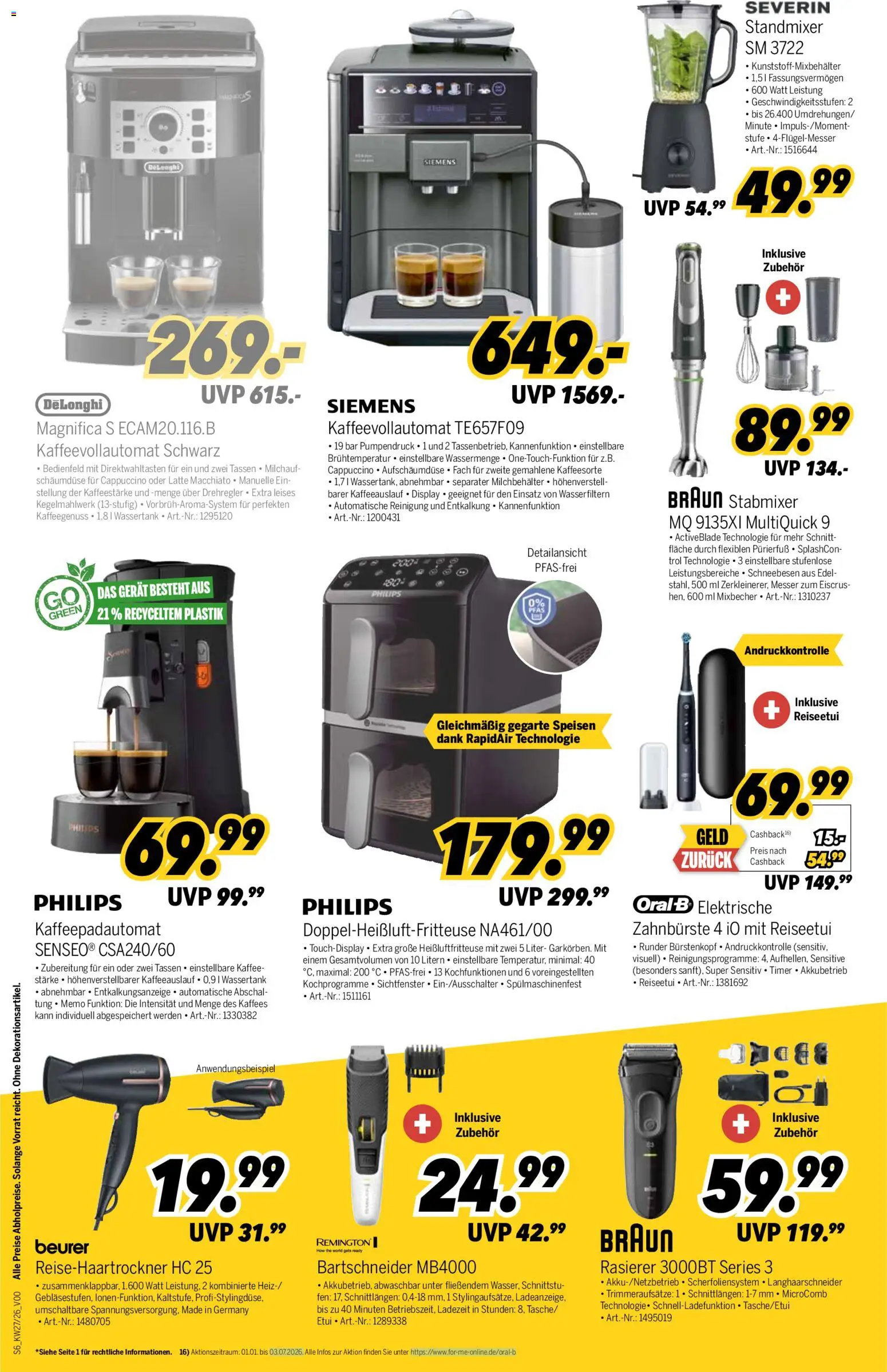 Medimax Prospekt – gültig ab 27.06.2026 | Seite: 6 | Produkte: Rasierer, Kaffee, Zahnbürste, Kaffeevollautomat