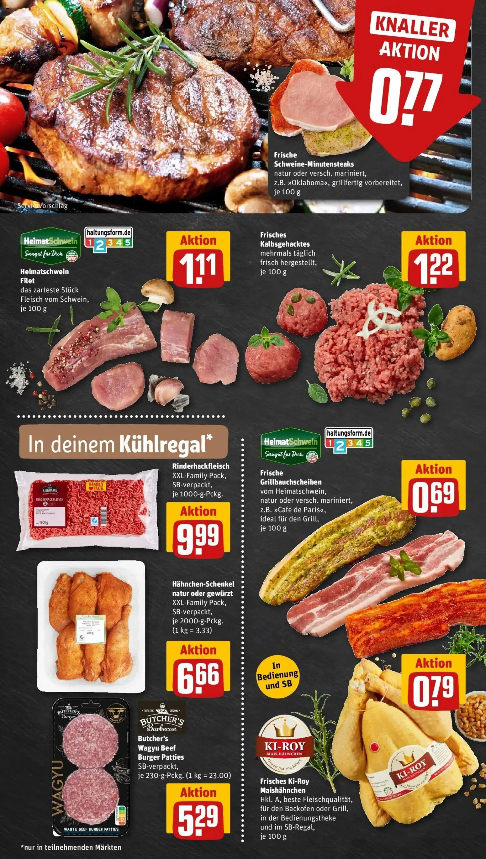 Rewe Prospekt Gladbeck – gültig ab 13.07.2026 | Seite: 6 | Produkte: Hahnchenschenkel, Burger, Backofen, Fleisch