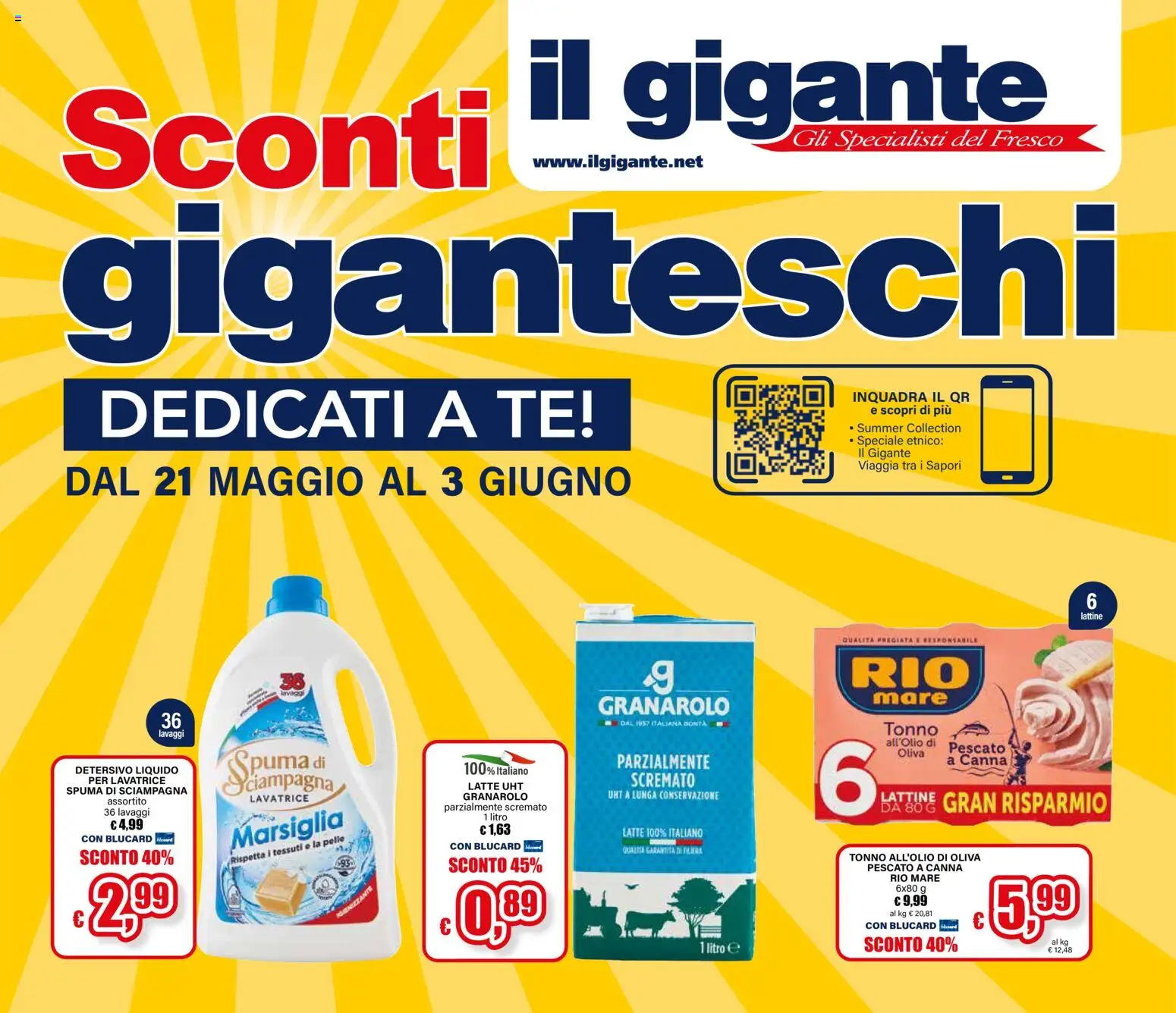 Volantino Il Gigante del 21.05.2026 | Pagina: 1 | Prodotti: Tè, Latte, Lavatrice, Tonno