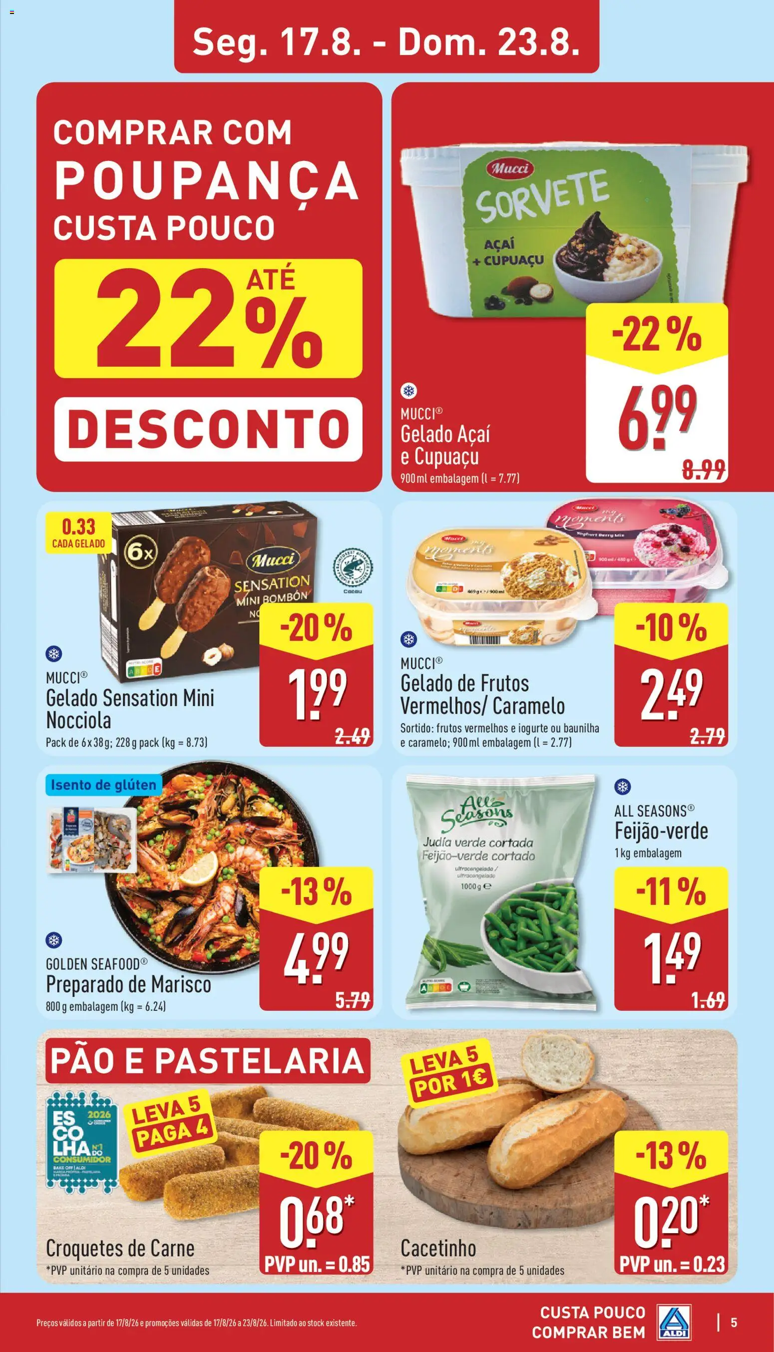 Aldi folheto │ válido de 17/08/2026 | Página: 5 | Produtos: Açai, Iogurte, Pão, Pão e pastelaria
