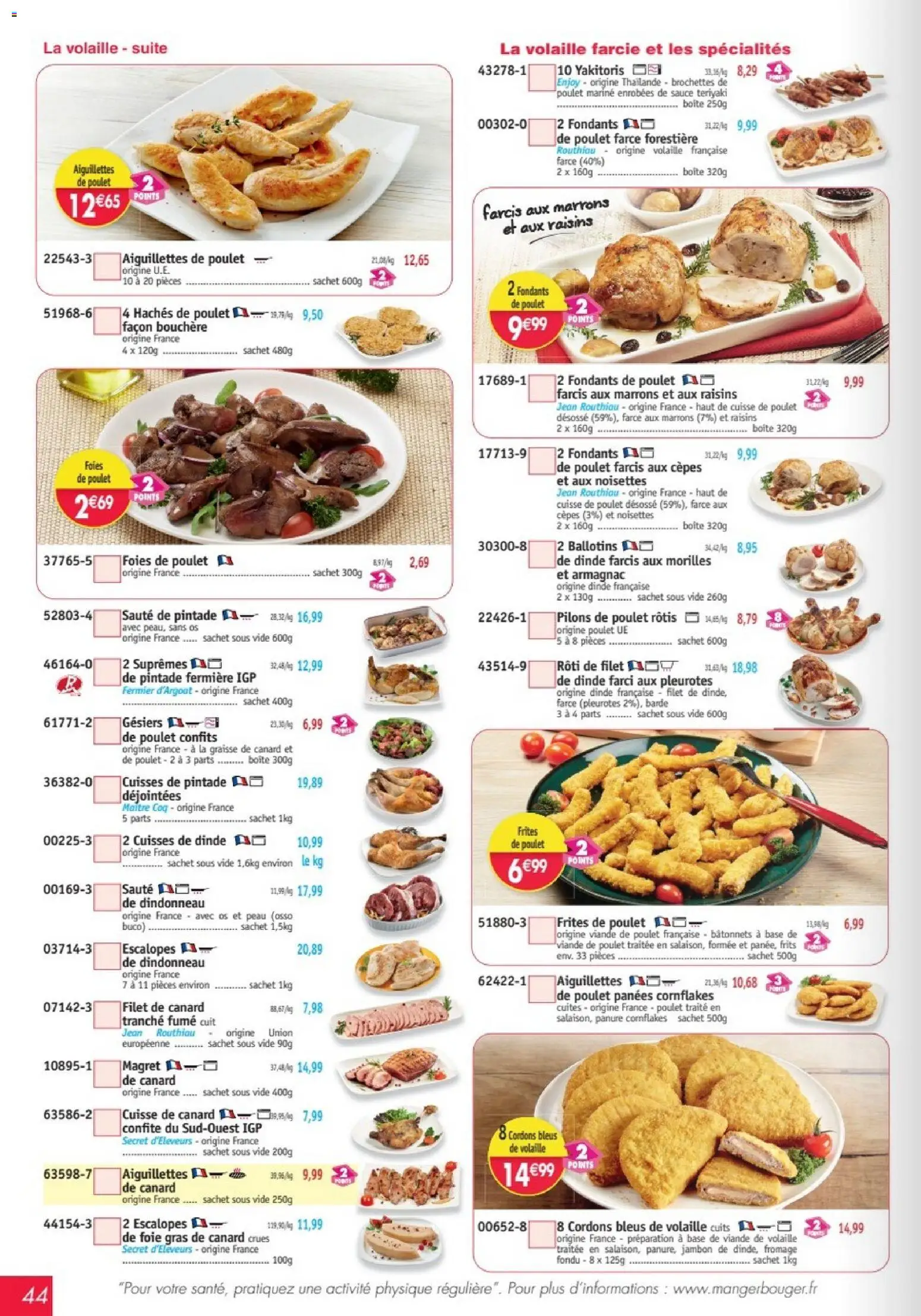 {H1} | Page: 44 | Produits: Poulet, Cuisses de dinde, Fromage, Cuisse de poulet