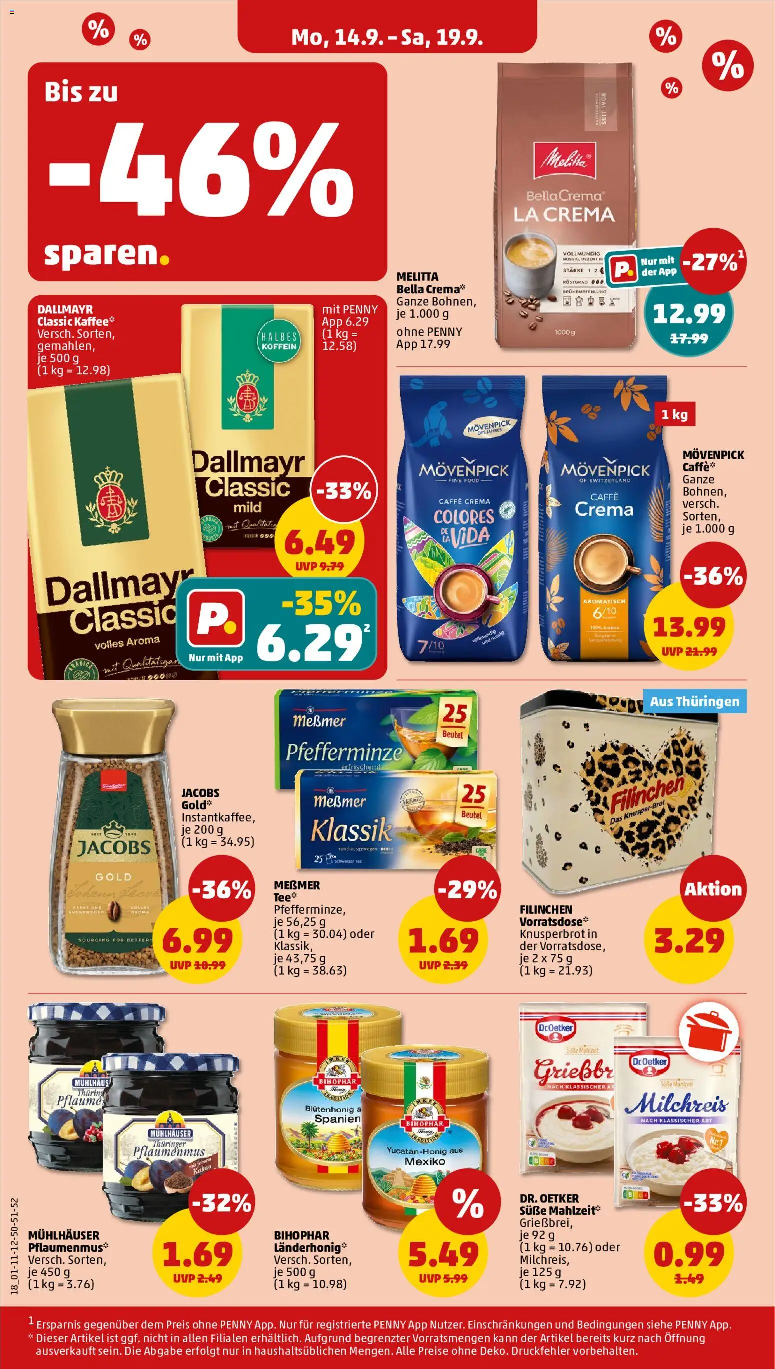 Penny Prospekt – gültig ab 14.09.2026 | Seite: 20 | Produkte: Melitta, Messmer, Dallmayr, Tee