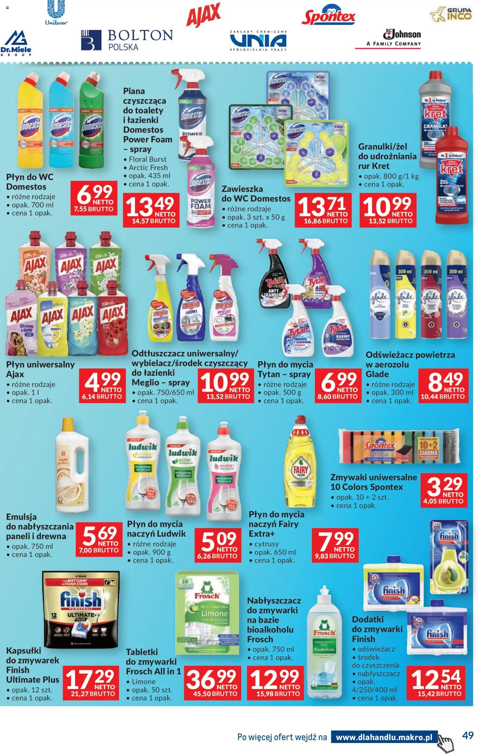 Makro gazetka - Dystrybucja do sklepów od 04.08.2026 | Strona: 49 | Produkty: Odświeżacz powietrza, Toaleta, Finish, Płyn do mycia naczyń
