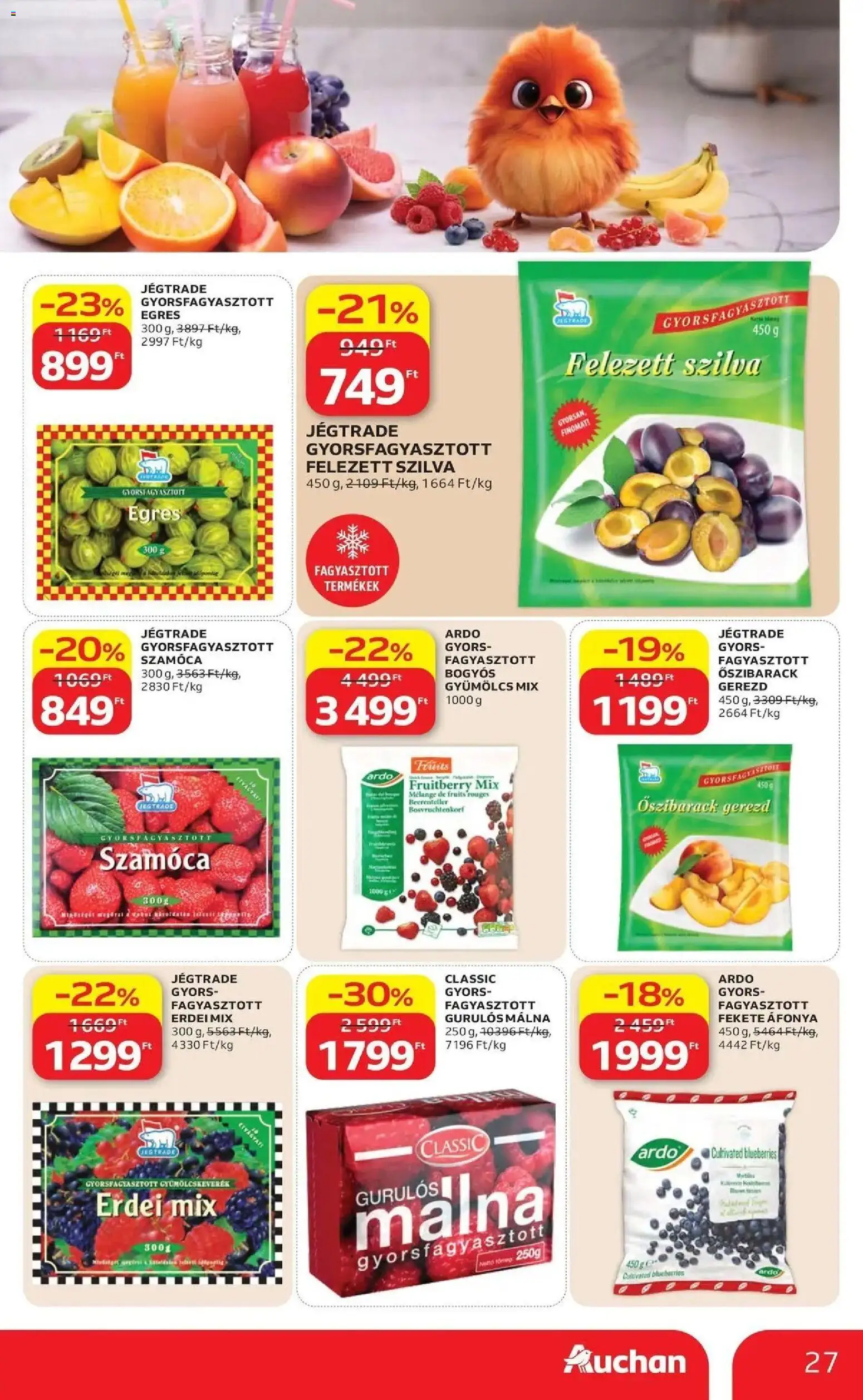 Auchan akciós újság Szolnok - 2026.10.08. -tól/töl > akció, lapozható szórólap 🛍️ | Oldal: 27 | Termékek: Áfonya, Jégtrade, Gyümölcs, Szilva