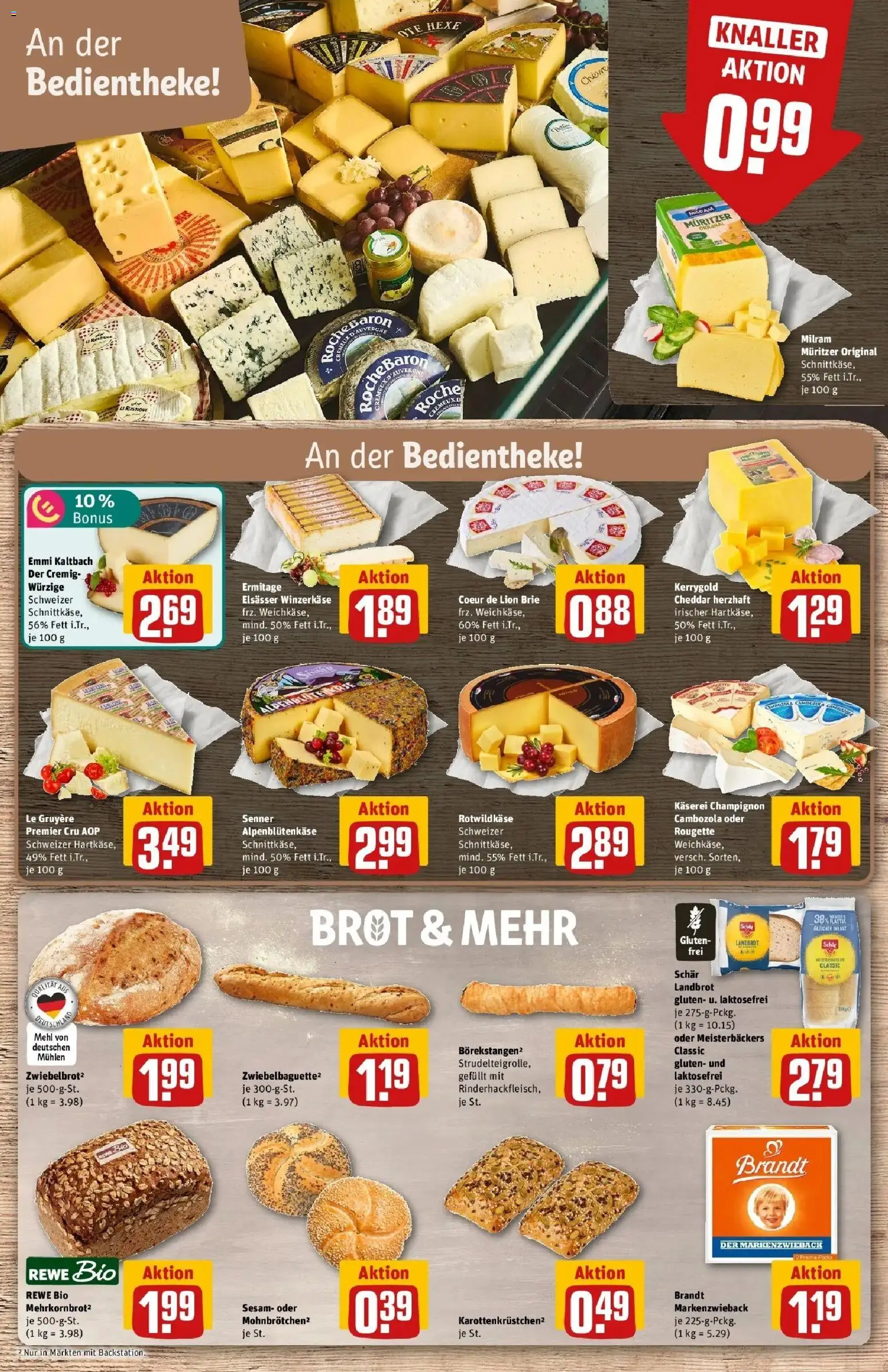 REWE Prospekt ab 28.09.2026 zum Blättern » Angebote | Seite: 19 | Produkte: Mehl, Käse, Milram, Brot