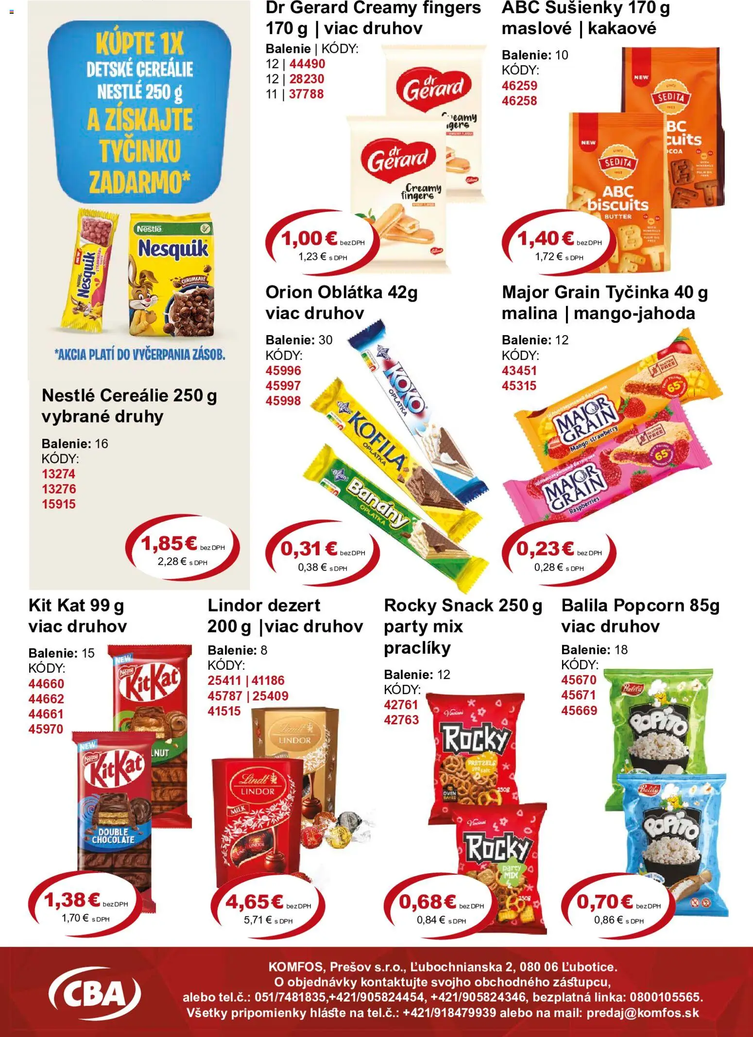 Nové CBA Komfos akcie – leták je platný od 21.08.2026 | Strana: 7 | Produkty: Banány, Lindor, Cereálie, Nesquik