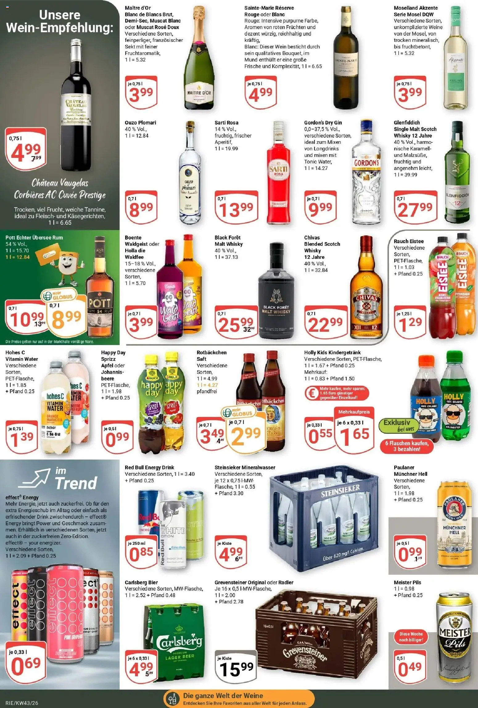 Globus Prospekt Bochum-Riemke (ab 19.10.2026) » Angebote online | Seite: 16 | Produkte: Rum, Rouge, Mineralwasser, Ouzo plomari