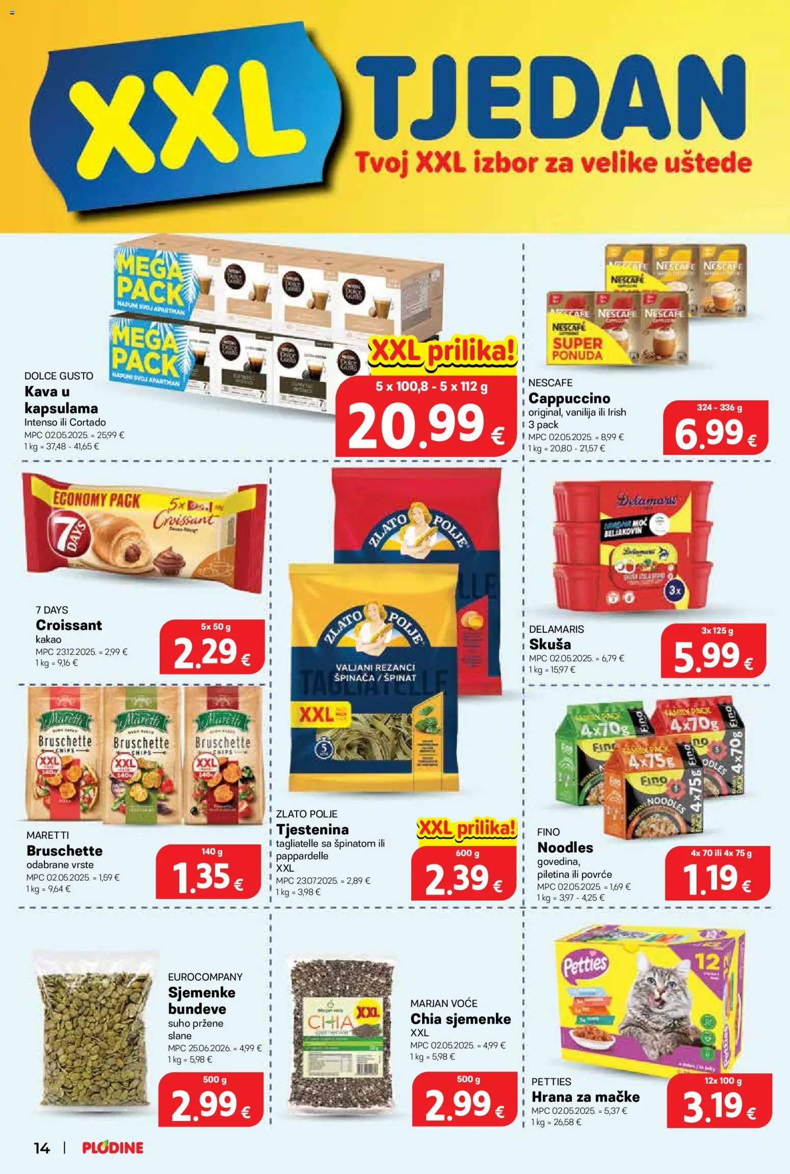Plodine katalog | vrijedi od 06.08.2026 | Stranica: 14 | Proizvodi: Nescafe, Rezanci, Voće, Pasta
