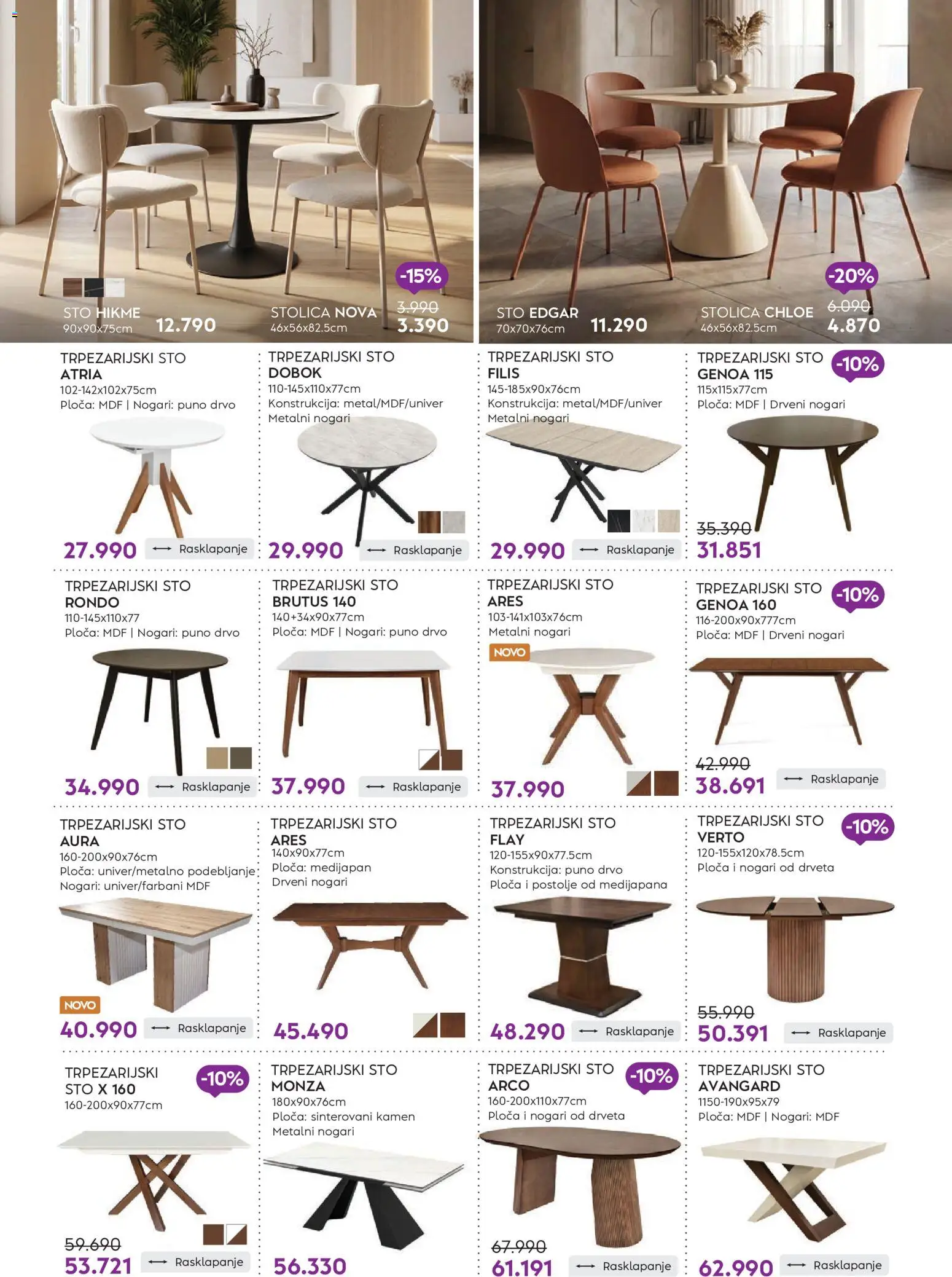 Matis katalog - važi od 01.01.2026 | Strana: 19 | Proizvode: Sto, Stolica, Trpezarijski sto