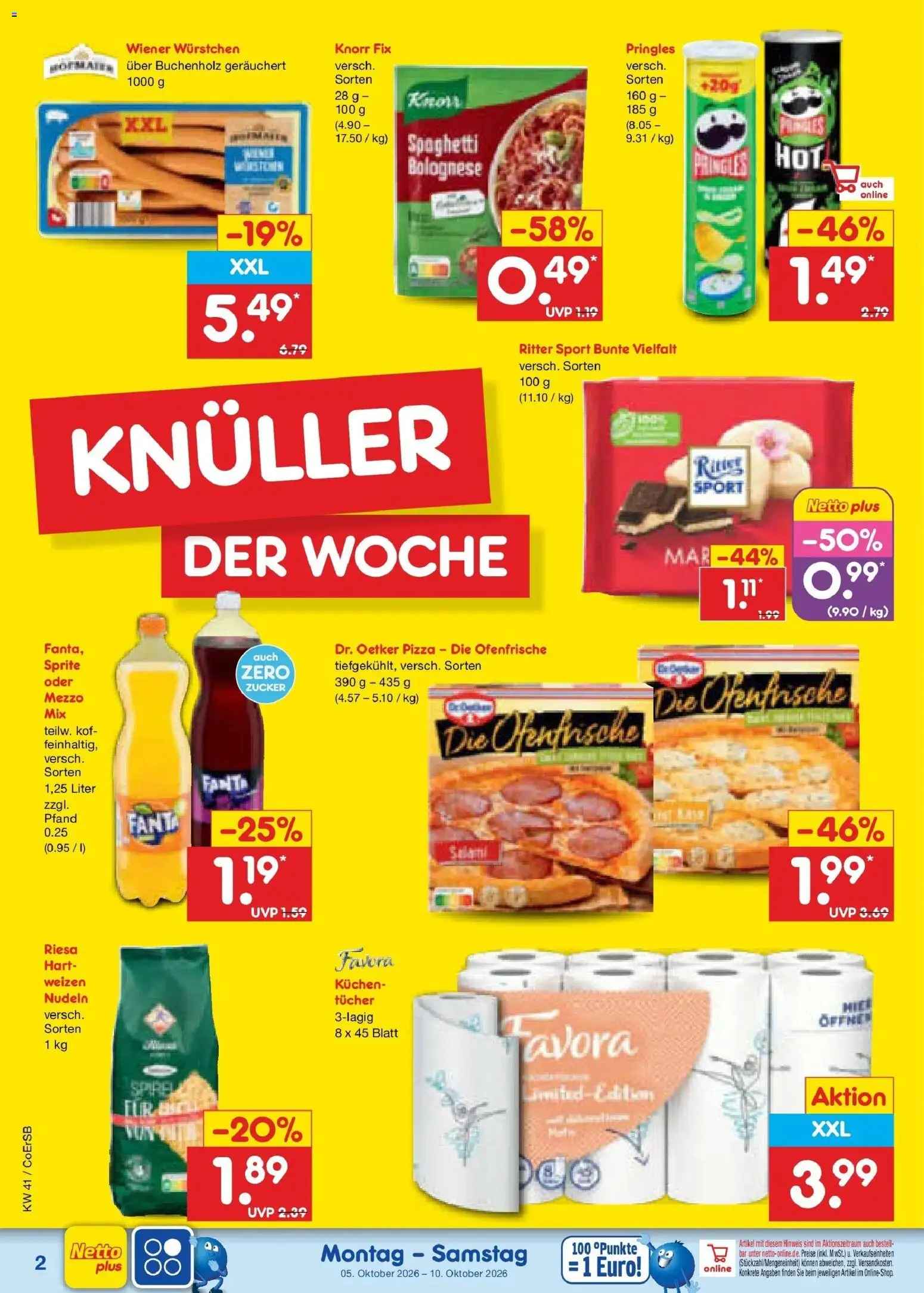 Netto Marken-Discount Prospekt Leipzig – gültig ab 05.10.2026 | Seite: 2 | Produkte: Knorr fix, Sprite, Ritter sport, Knorr