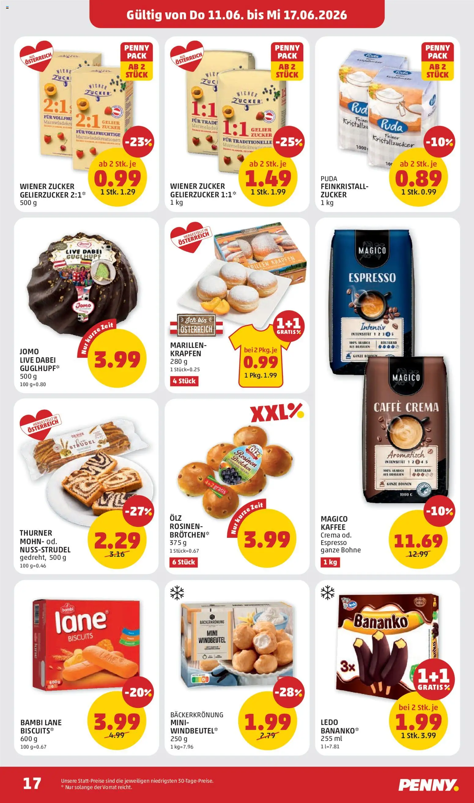 Penny Markt - Flugblatt gültig ab 11.06.2026 | Seite: 17 | Produkte: Rosinen, Zucker, Kaffee