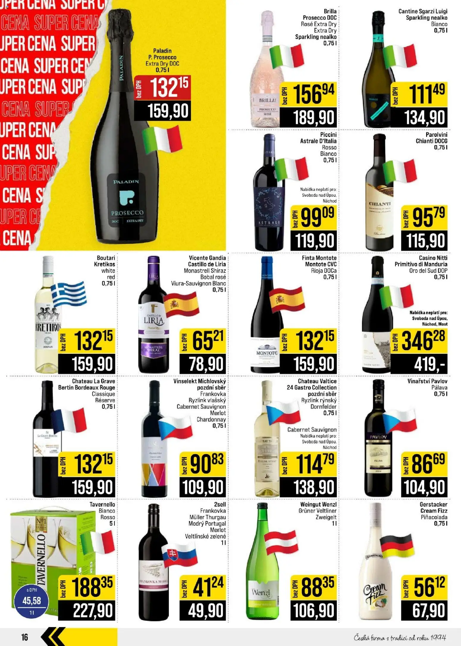 Jip leták - Cash & Carry od 09.09.2026 | Strana: 16 | Produkty: Mošt, Merlot, Primitivo, Grüner Veltliner