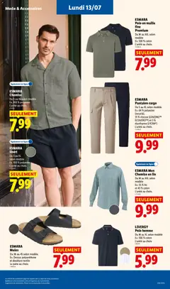 LIDL - Prévisualisation de ESMARA Pantalon cargo, Du S au XL selon modèle. Ex. 64 % polyester (recyclé), 31 % viscose (LENZING™ ECOVERO™) et 5 % élasthanne (LYCRA®). valide à partir de 09/07/2026 | Page: 57