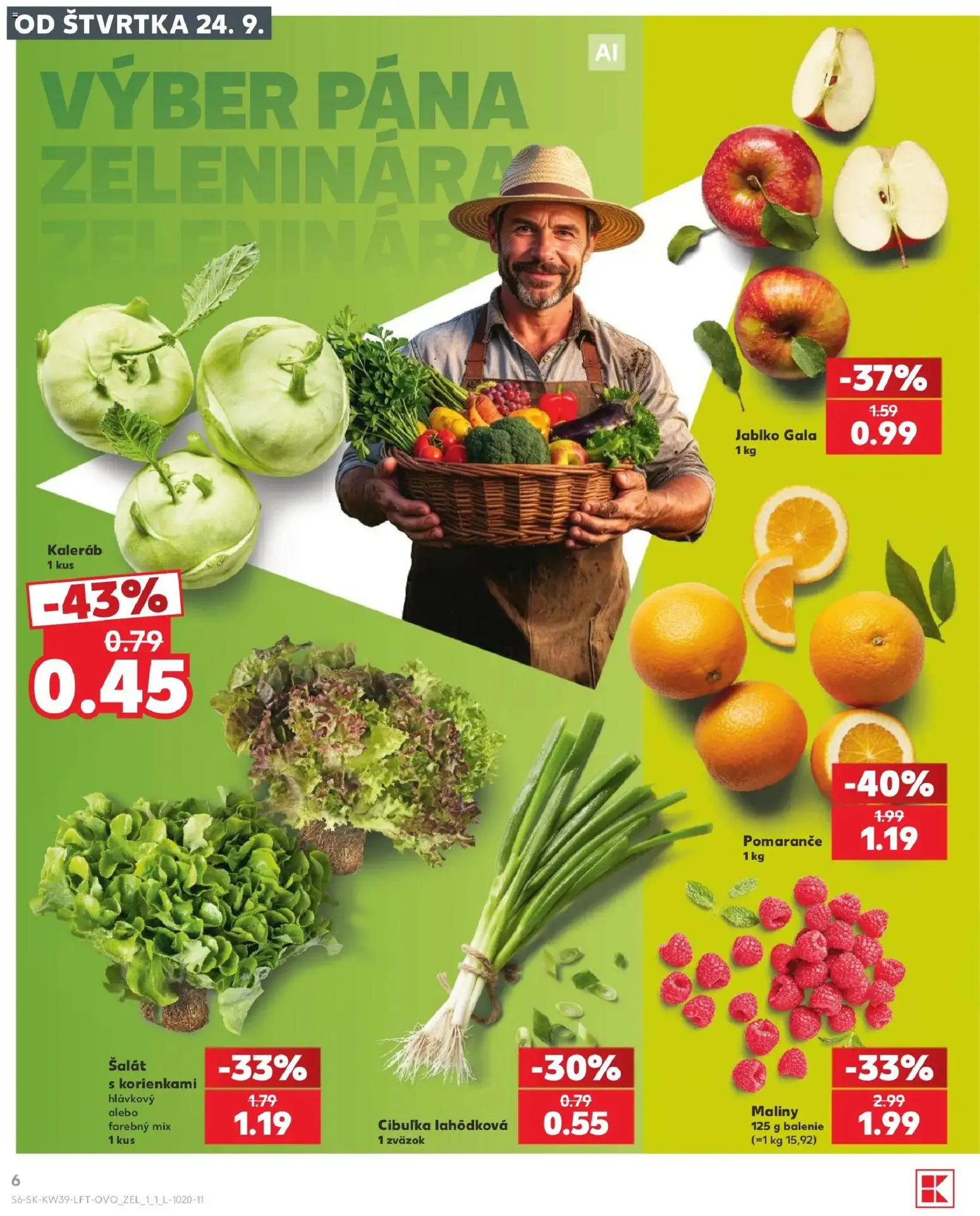 Nové Kaufland akcie – leták je platný od 24.09.2026 | Strana: 6 | Produkty: Pomaranče, Šalát, Kaleráb, Maliny