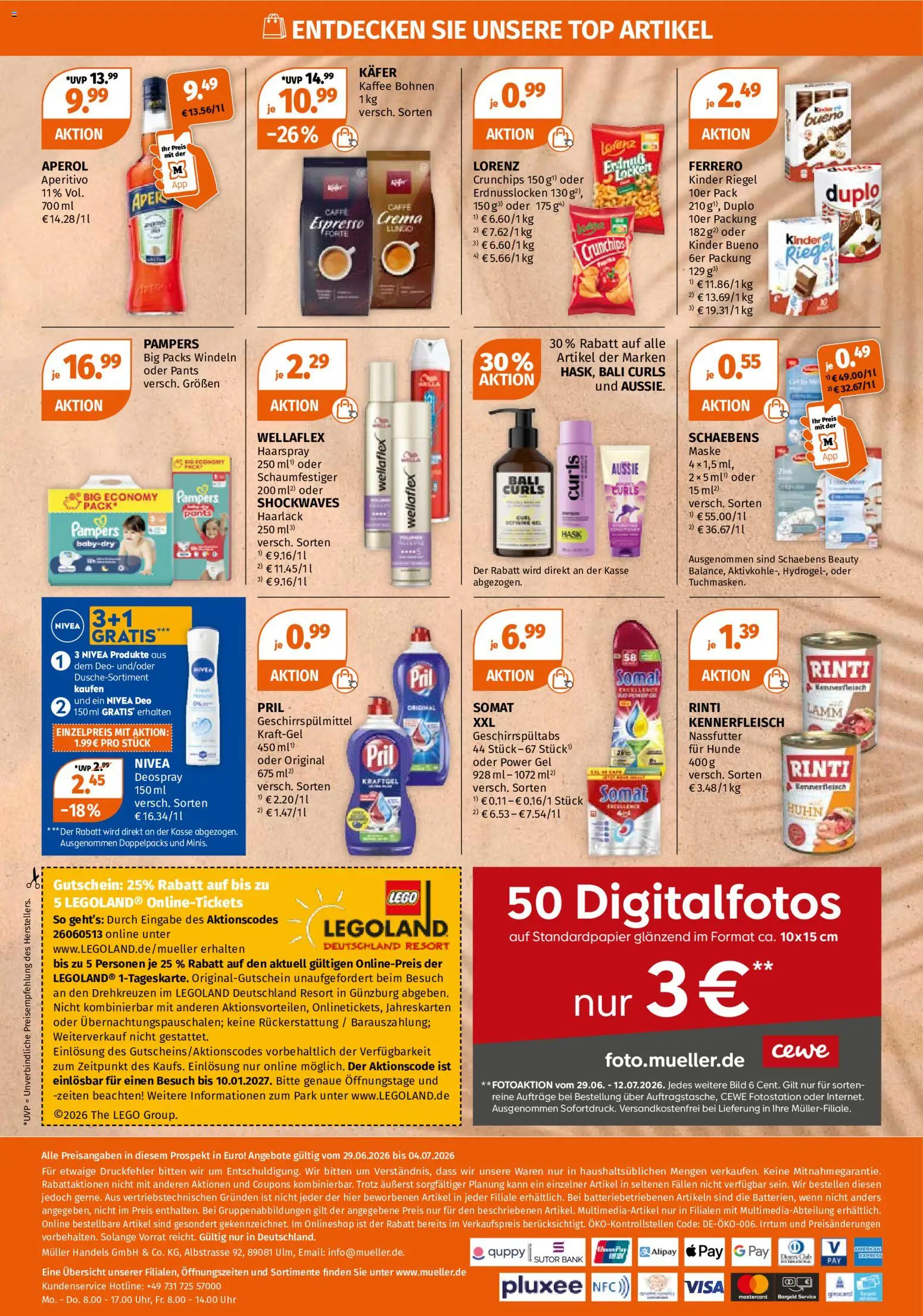 Müller Prospekt – gültig ab 29.06.2026 | Seite: 21 | Produkte: Pampers, Haarspray, Geschirrspülmittel, Deospray