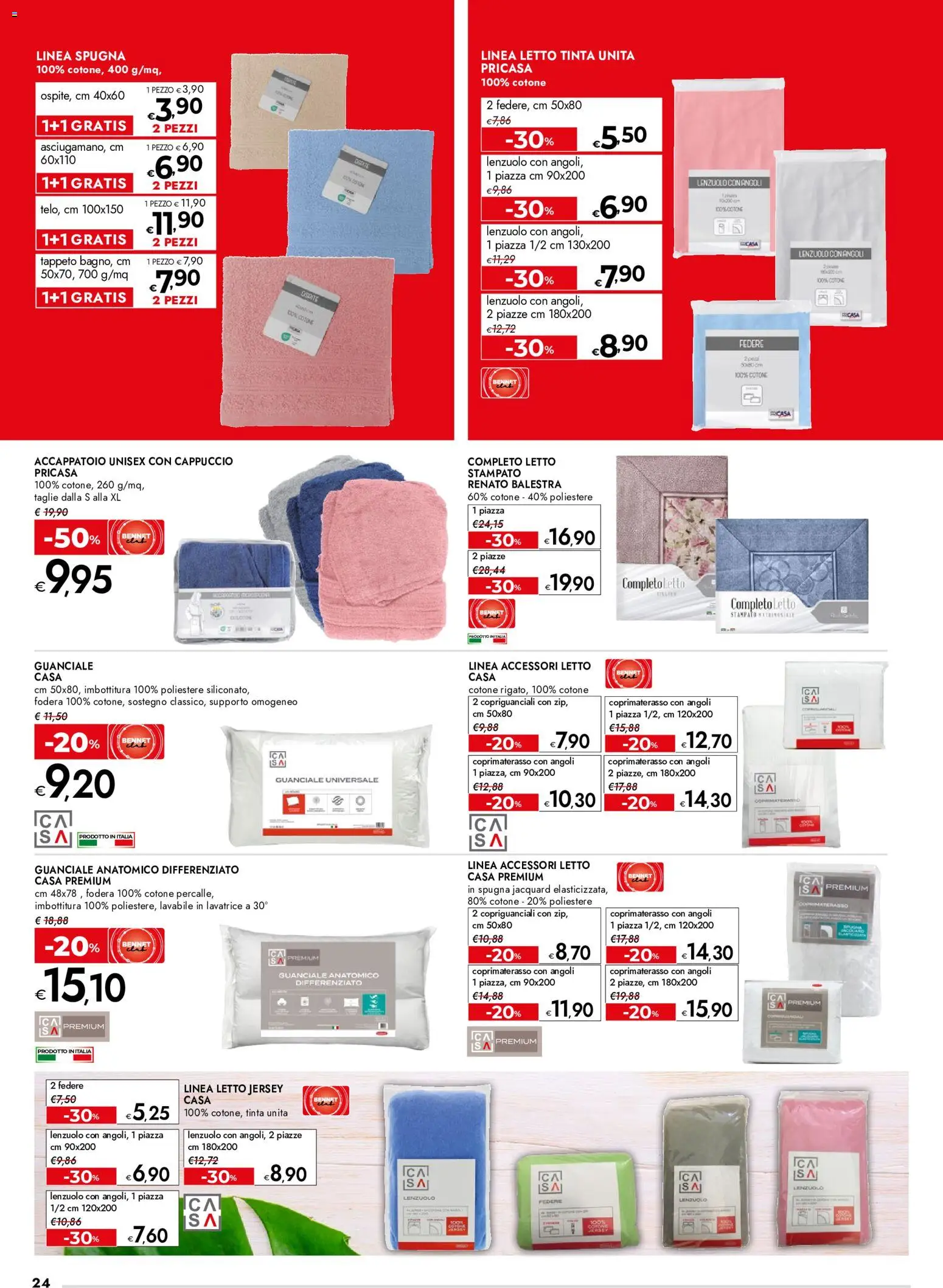 Volantino bennet del 02/07/2026 | Pagina: 24 | Prodotti: Lavatrice, Cappuccio, Coprimaterasso, Guanciale