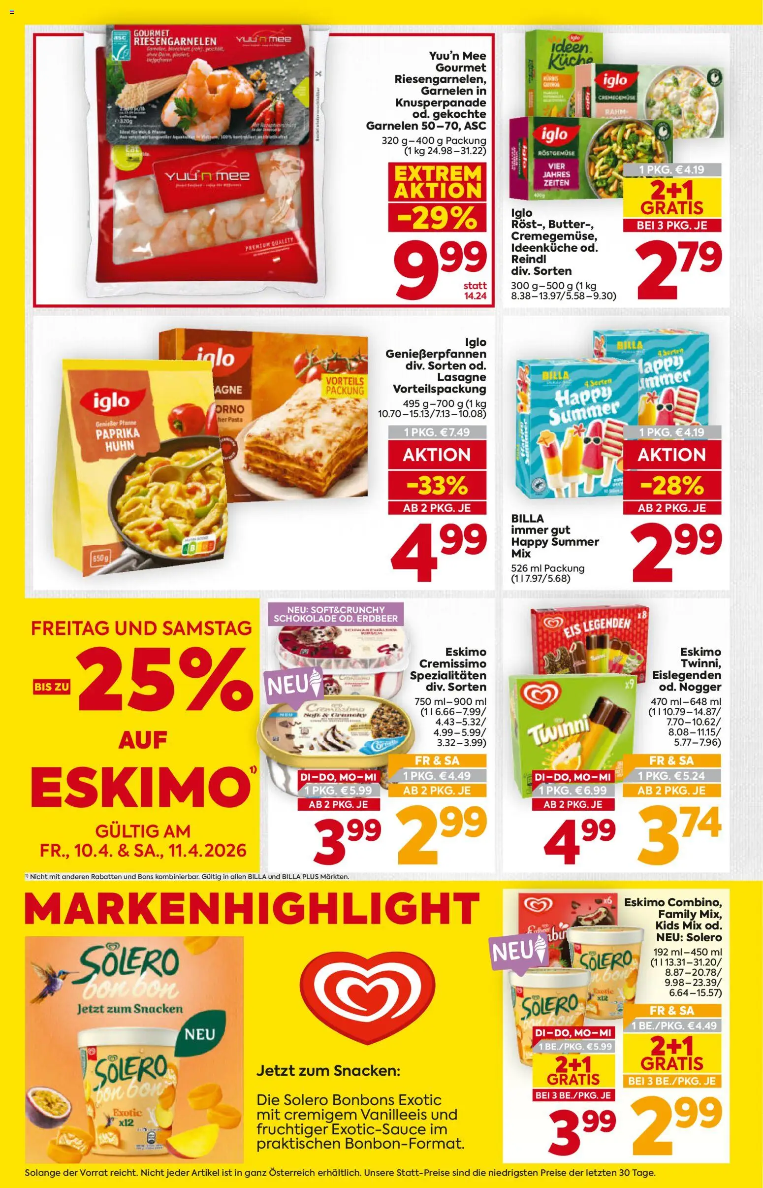 Billa - Flugblatt gültig ab 07.04.2026 | Seite: 10 | Produkte: Pasta, Eis, Butter, Schokolade