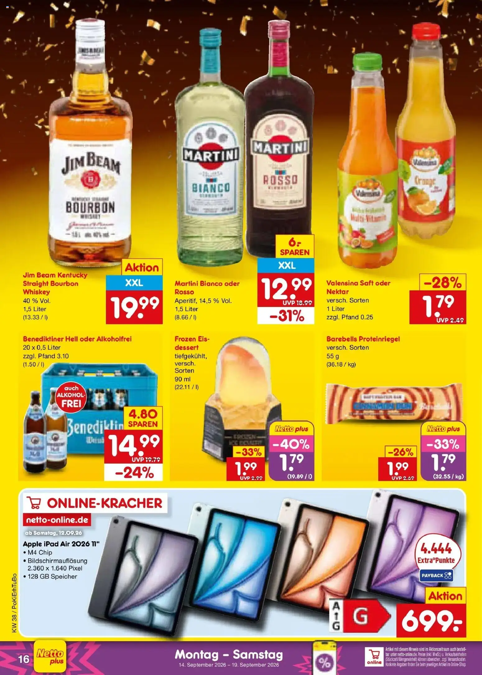 Netto Marken-Discount Prospekt Mistelbach – gültig ab 14.09.2026 | Seite: 24 | Produkte: Benediktiner hell, Apple, Valensina, Saft
