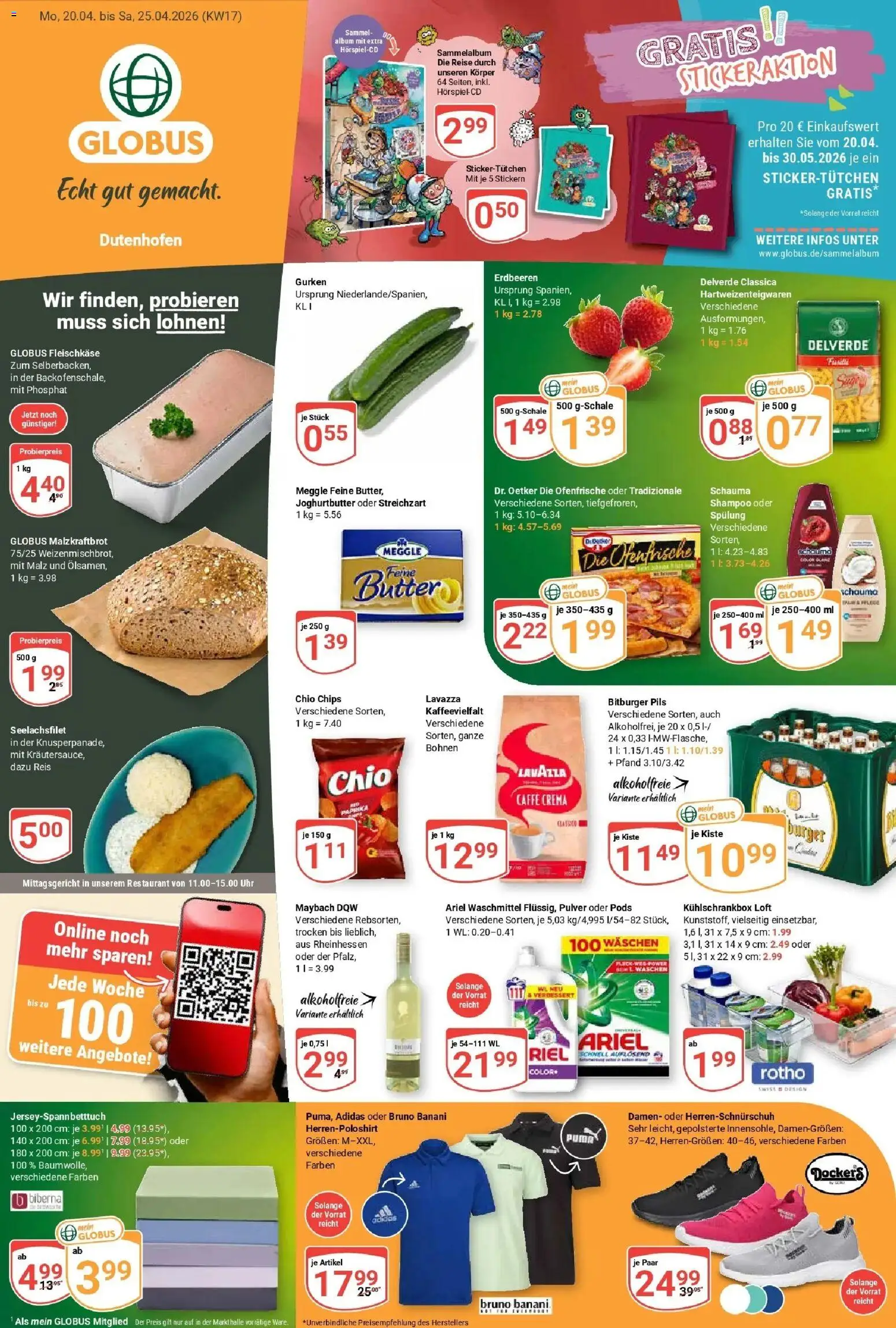 Globus Prospekt Wetzlar-Dutenhofen	 – gültig ab 20.04.2026 | Seite: 1 | Produkte: Bitburger, Lavazza, Butter, Ofenfrische