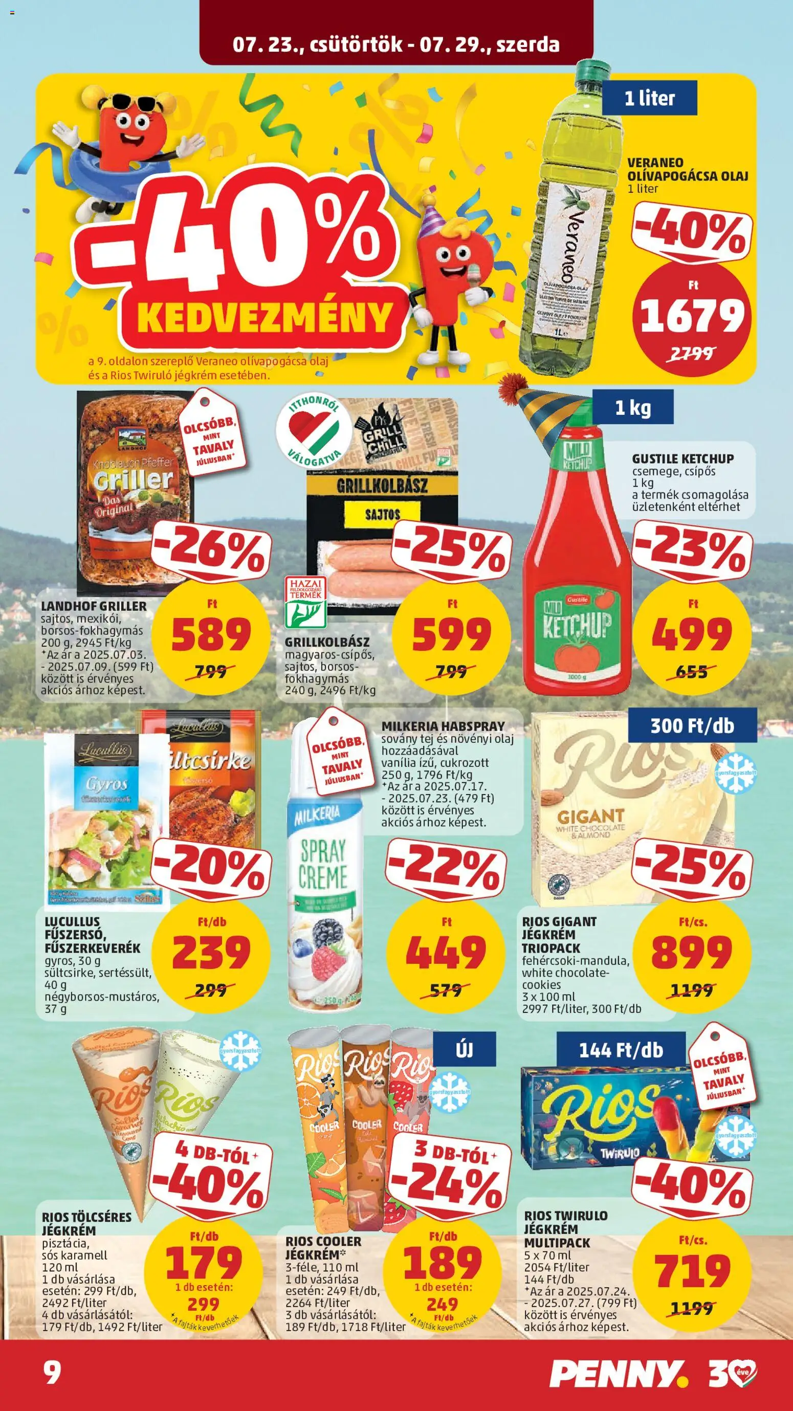 PENNY akciós ujság - amely érvényes a következő dátumtól: 2026.07.23. | Oldal: 12 | Termékek: Hab, Gyros, Ketchup, Növényi olaj
