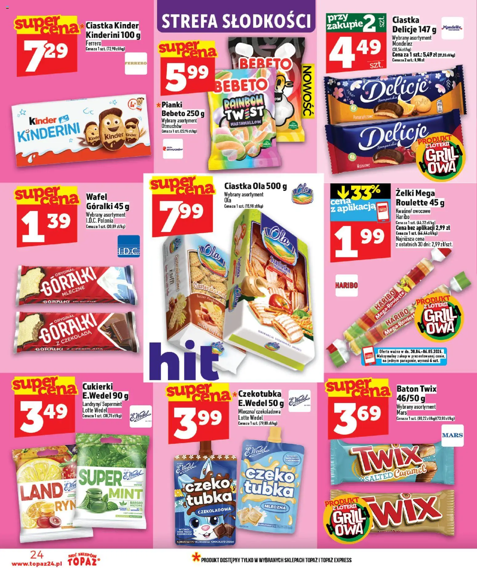 Topaz gazetka - MAZ od 30.04.2026 | Strona: 24 | Produkty: Grill, Baton, Pianki, Ciasteczka