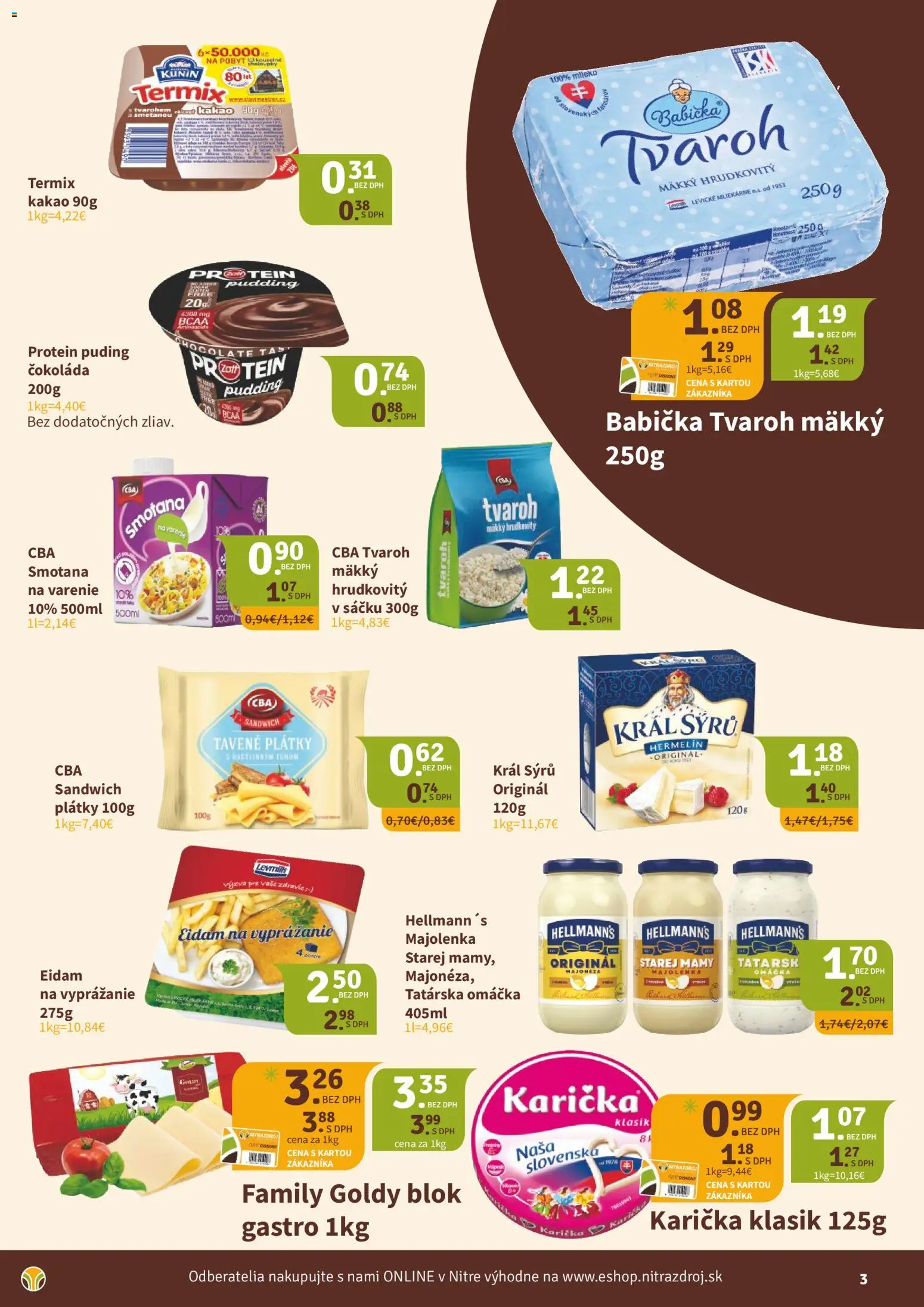 Nové Nitrazdroj akcie – leták je platný od 16.10.2026 | Strana: 3 | Produkty: Smotana na varenie, Tatárska omáčka, Omáčka, Kakao