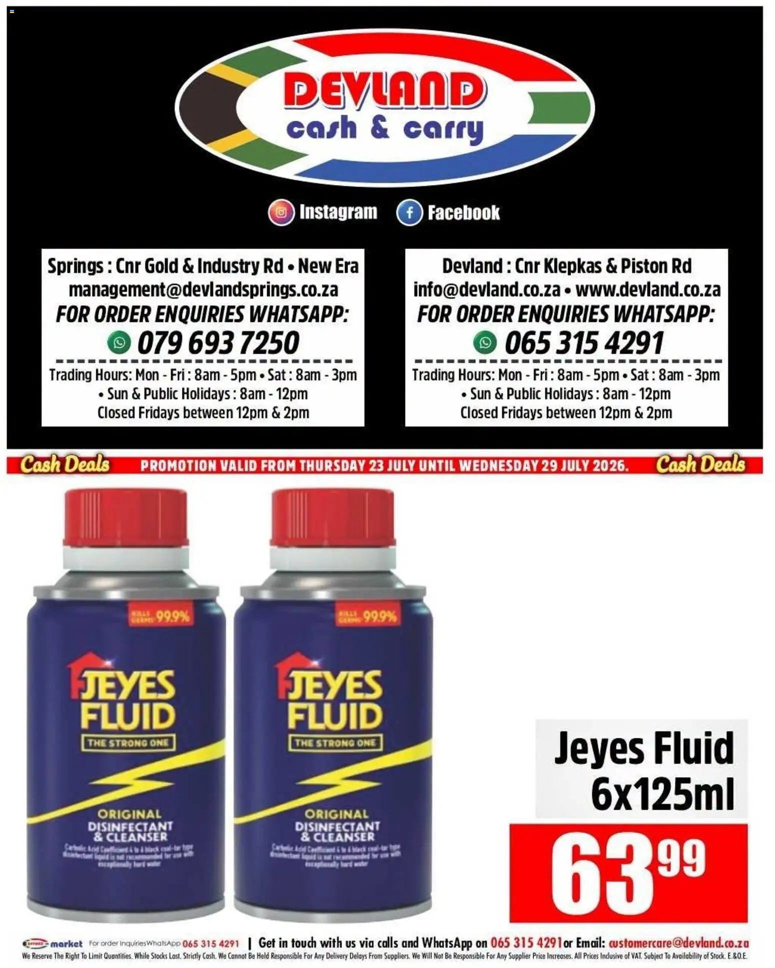 New Devland catalogue – valid from 23/07/2026 | Page: 5 | Products: Disinfectant, Water