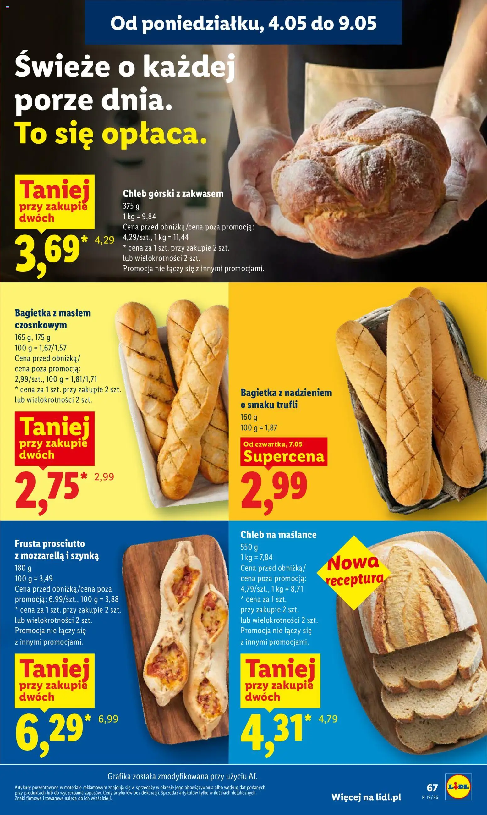 Lidl Polsko leták od 07.05.2026 | Strana: 67 | Produkty: Chléb, Prosciutto, Mozzarella