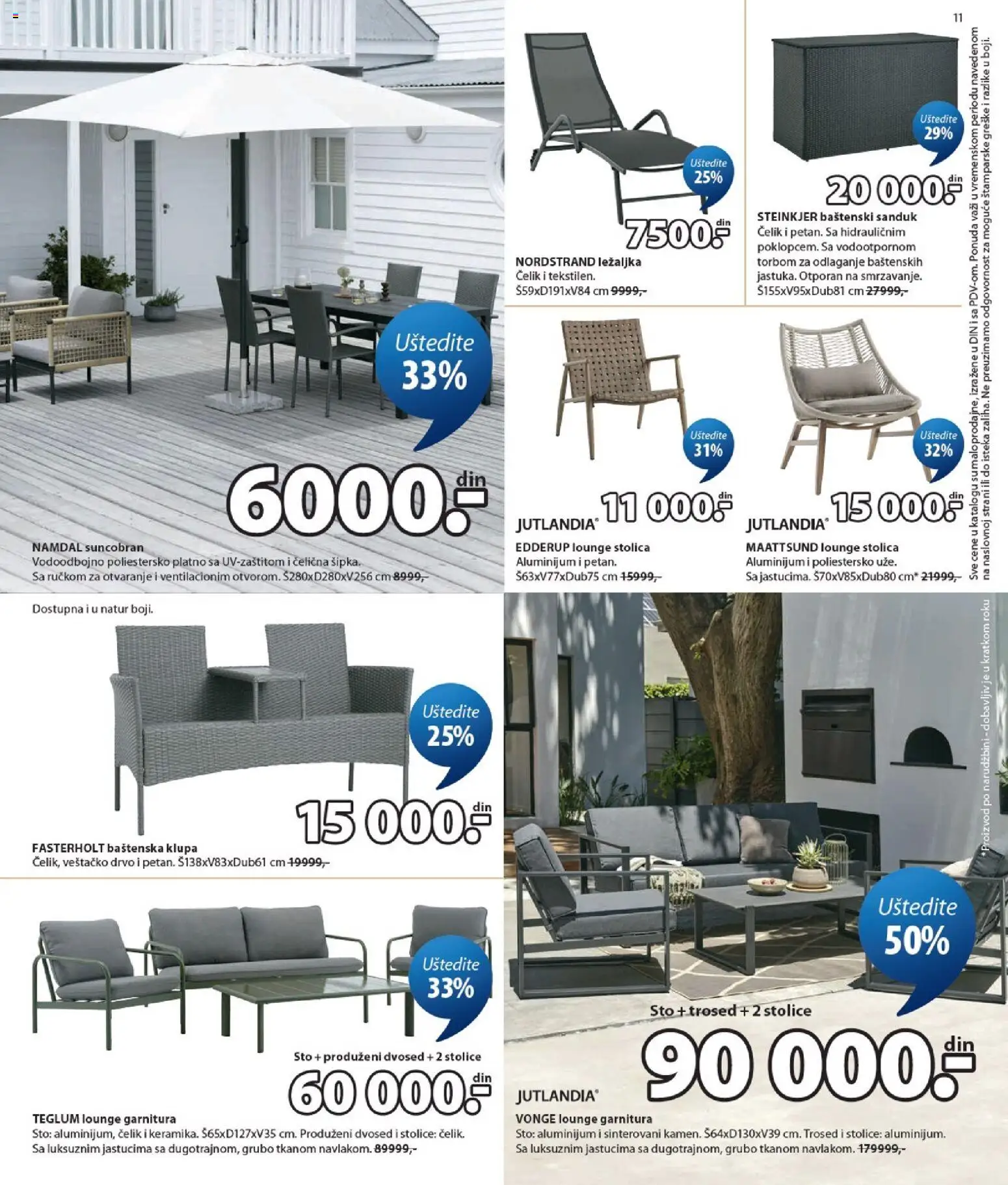Jysk katalog - važi od 15.07.2026 | Strana: 11 | Proizvode: Stolica, Trosed, Dvosed, Suncobran