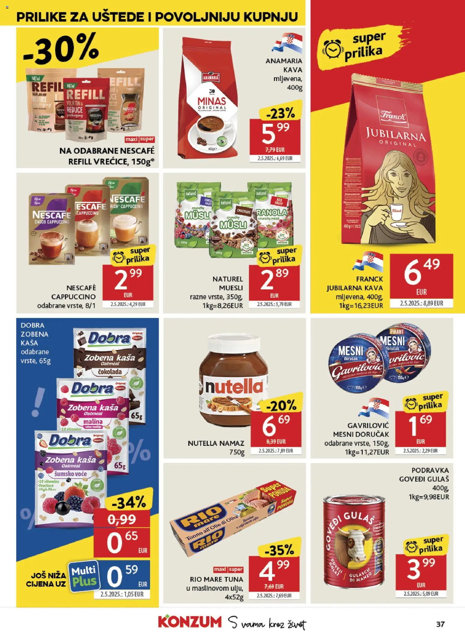 Konzum katalog | vrijedi od 14.10.2026 | Stranica: 37 | Proizvodi: Nescafe, Kava, Podravka, Tuna