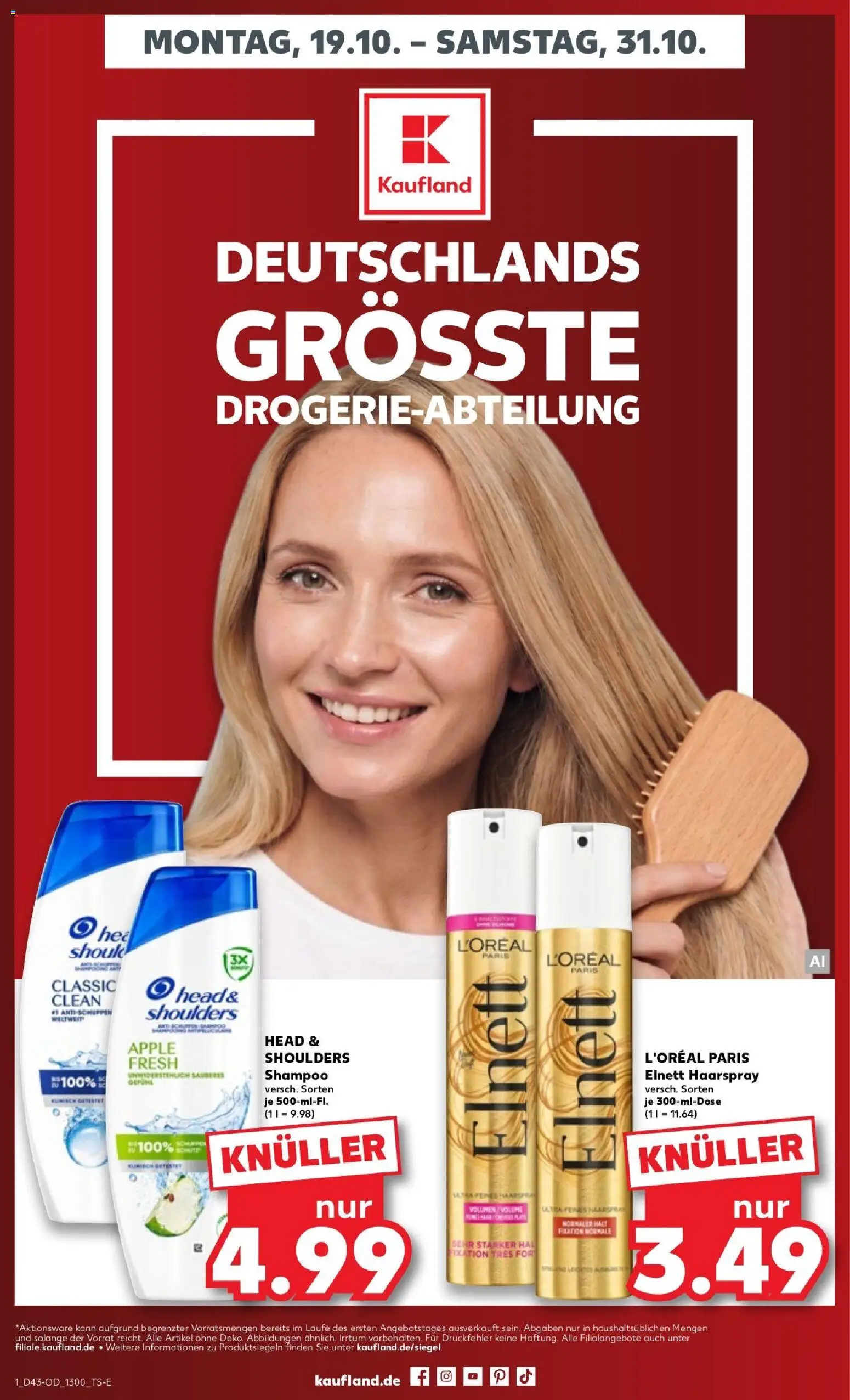 Kaufland Prospekt Köln – gültig ab 19.10.2026 | Seite: 1 | Produkte: Shampoo, Haarspray, Apple