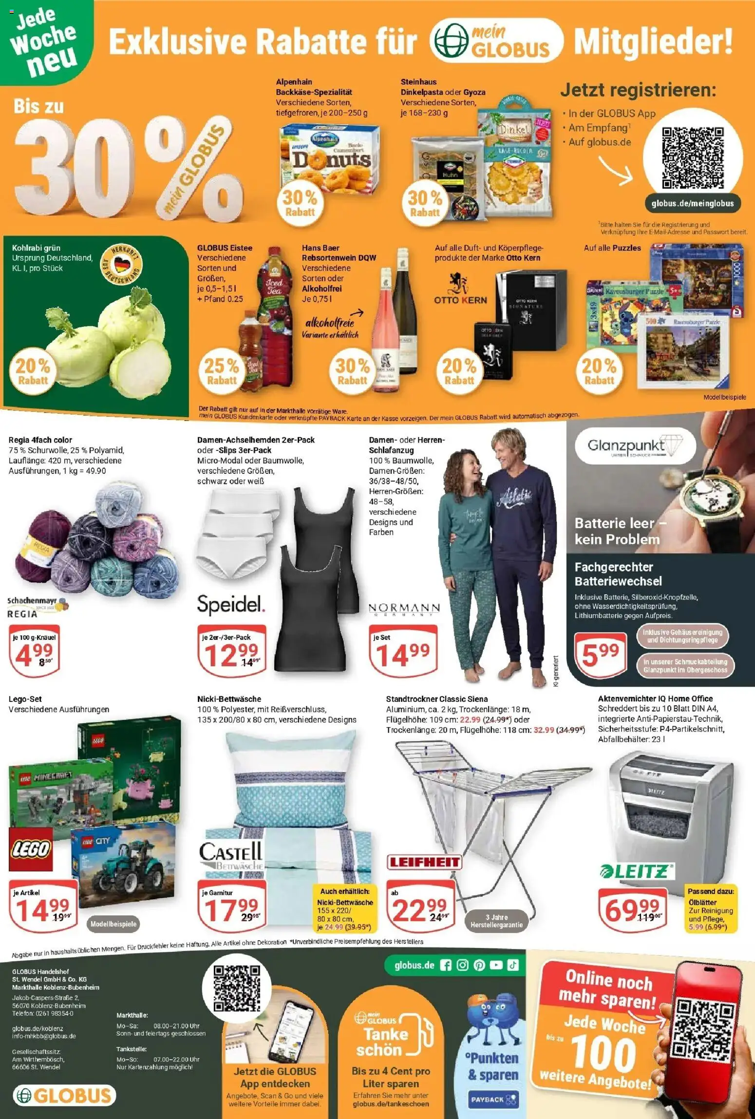 Globus Prospekt Koblenz-Bubenheim (ab 14.09.2026) » Angebote online | Seite: 27 | Produkte: Bettwäsche, Batterie, Kohlrabi, Uhr