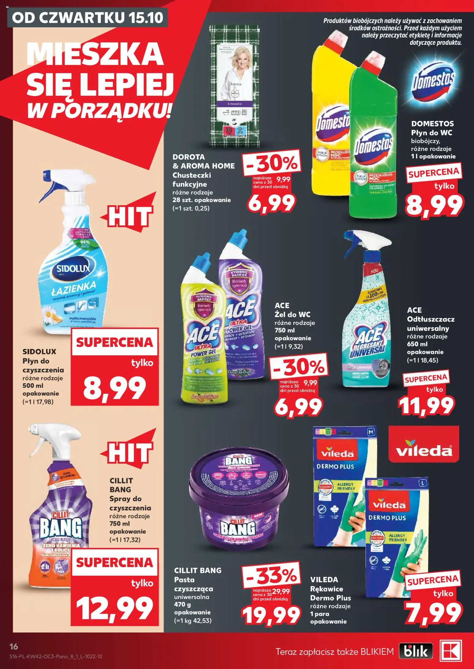 Kaufland Polsko leták - Drogerie od 15.10.2026 | Strana: 16 | Produkty: Mýdlo, Domestos, Wc, Sidolux