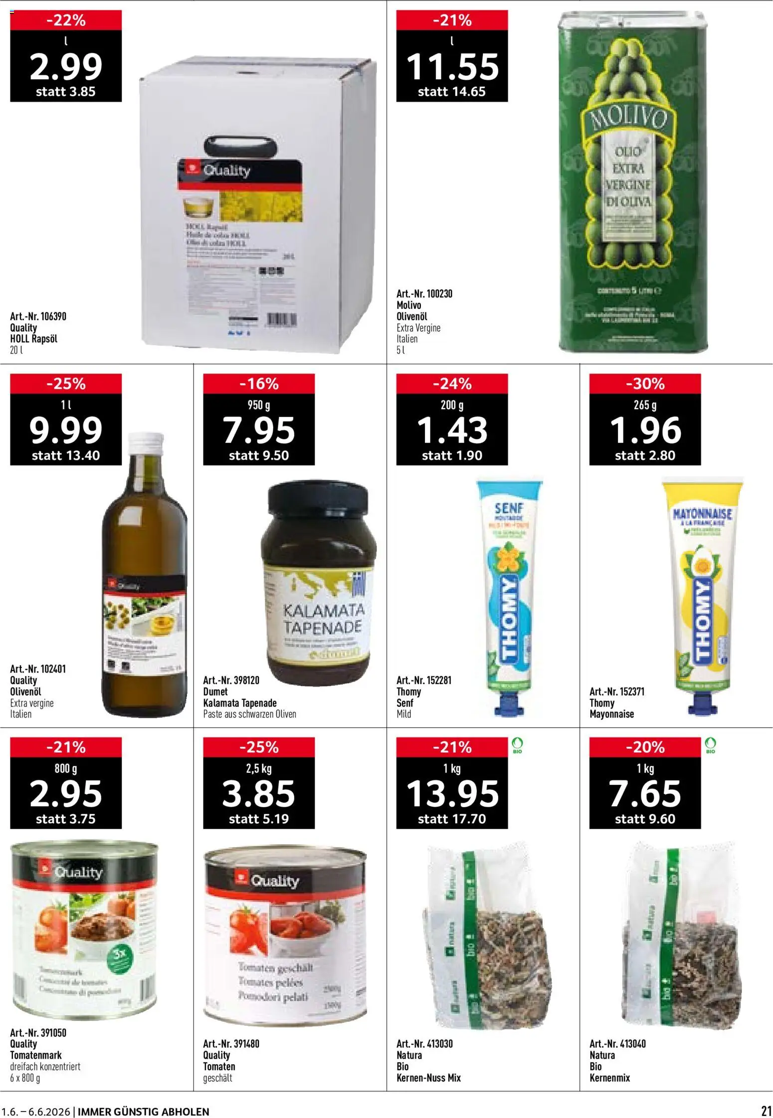 Prodega aktionen – gültig ab 01.06.2026 | Seite: 21 | Produkte: Rapsöl, Tomaten, Mayonnaise
