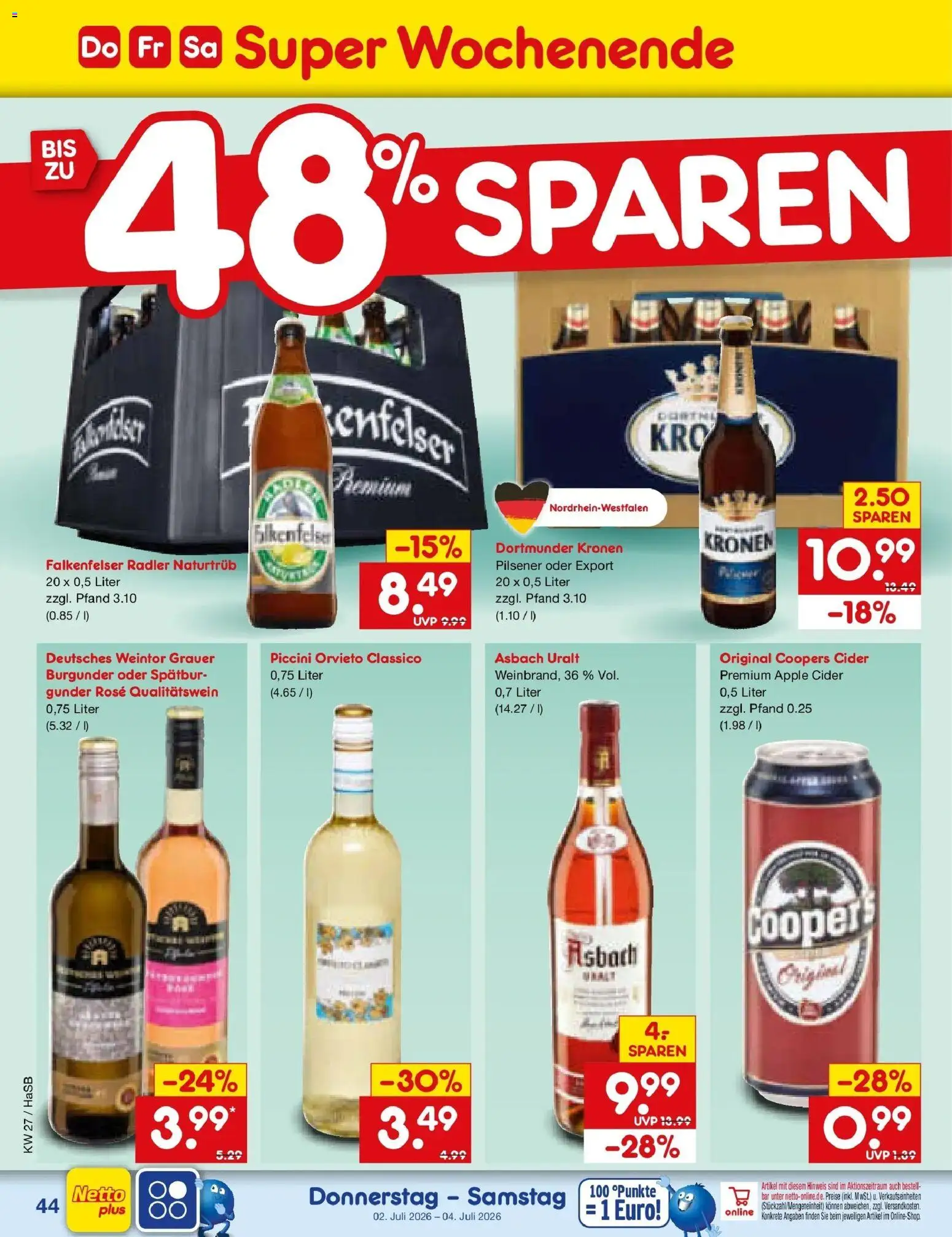 Netto Marken-Discount Prospekt Wuppertal – gültig ab 29.06.2026 | Seite: 64 | Produkte: Apple, Radler, Asbach