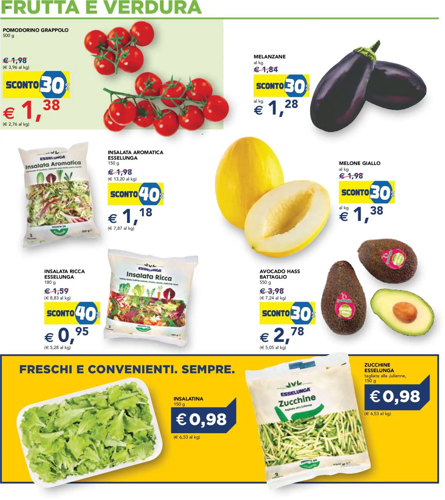 Volantino Esselunga S del 08.06.2026 | Pagina: 2 | Prodotti: Insalata, Avocado, Melanzane, Zucchine