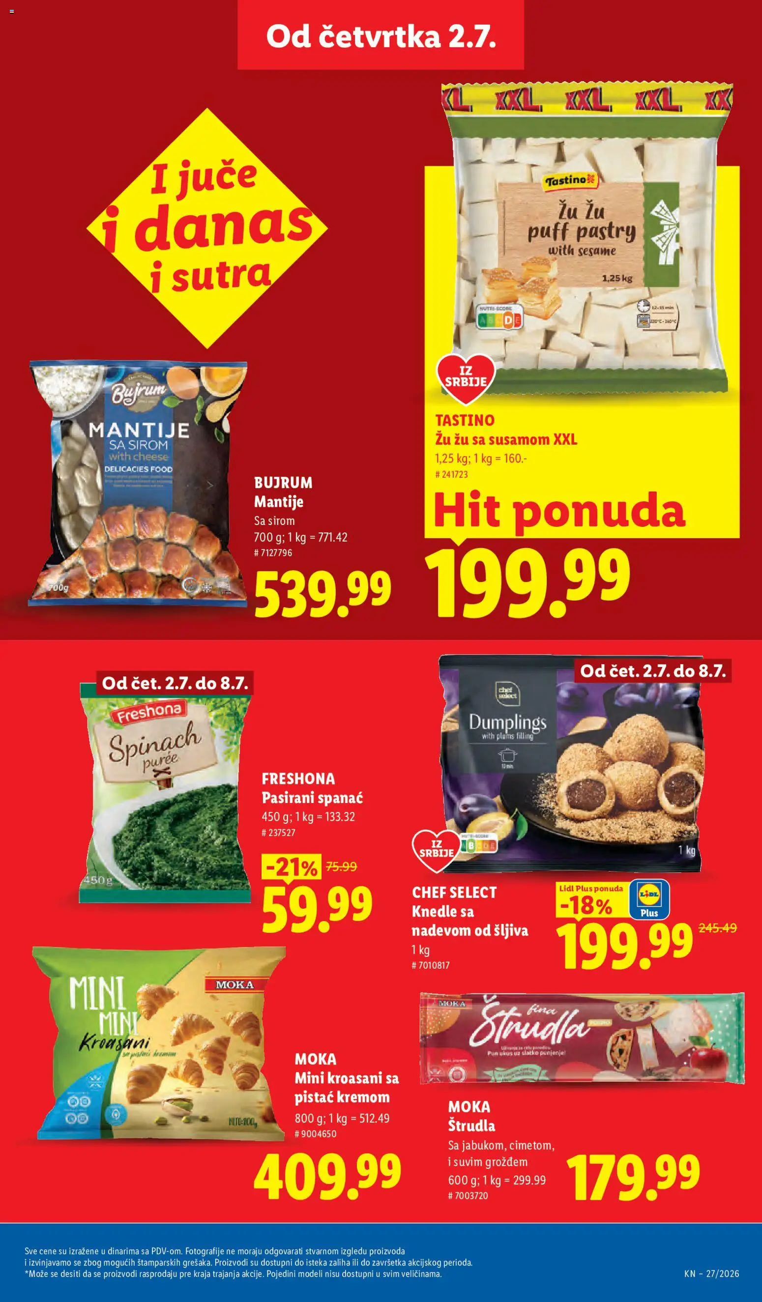 Lidl katalog - važi od 02.07.2026 | Strana: 25 | Proizvode: Spanać, Štrudla, Šljiva, Knedle