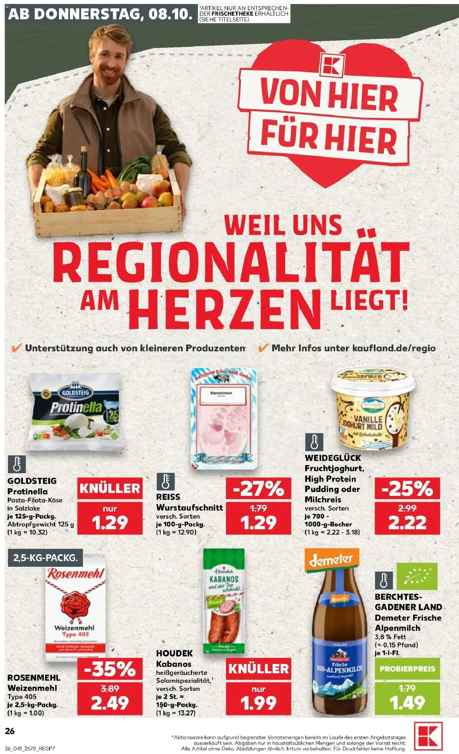 Kaufland Prospekt Regensburg – gültig ab 08.10.2026 | Seite: 26 | Produkte: Joghurt, Weizenmehl, Pudding, Vanille