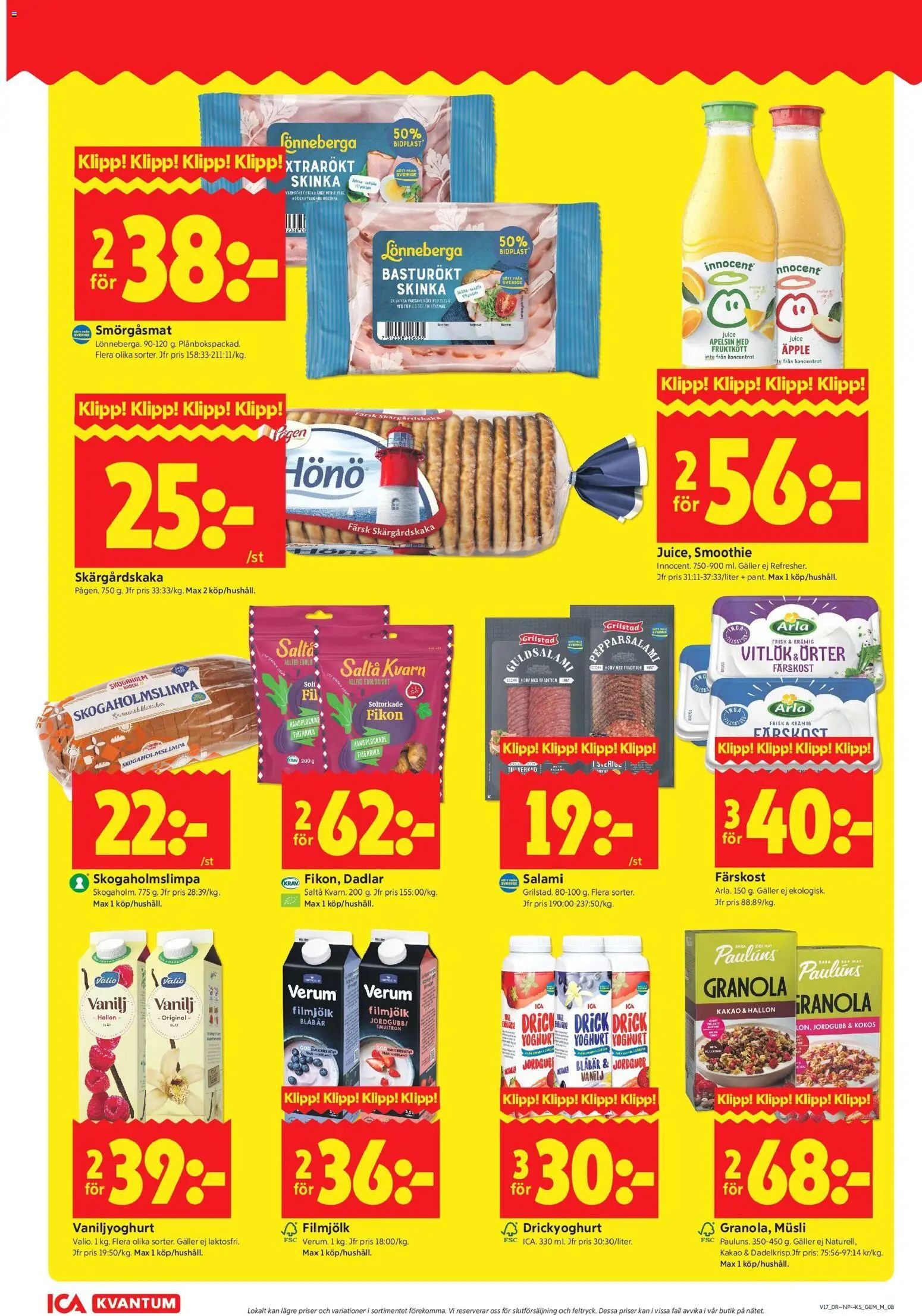 ICA Kvantum reklamblad aktuell från 20.04.2026 | Sida: 8 | Produkter: Salami, Te, Hallon, Blåbär