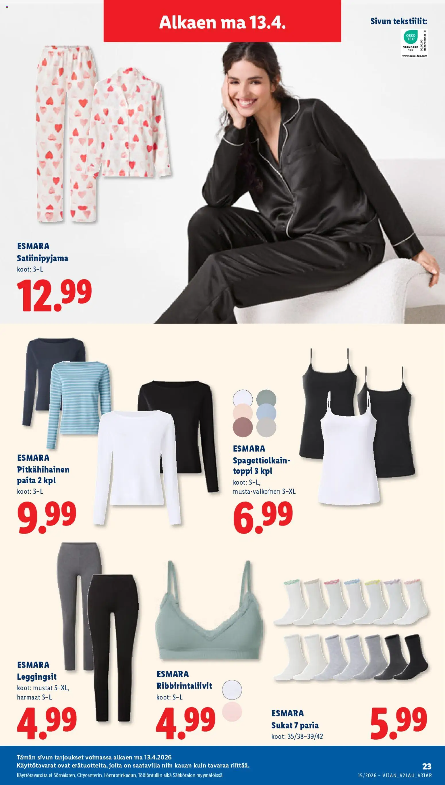 Lidl tarjoukset - Rovaniemi – voimassa 09/04/2026 alkaen | Sivu: 31 | Tuotteet: Paita, Toppi, Sukat, Leggingsit