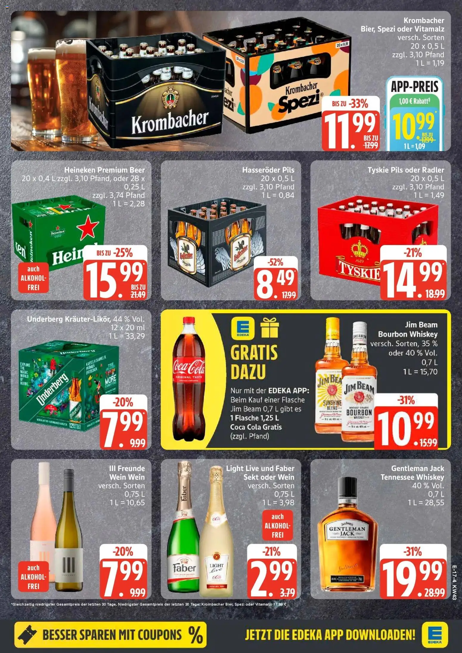 E center Prospekt Stralsund (ab 19.10.2026) zum Blättern | Seite: 22 | Produkte: Krombacher, Wein, Hasseröder, Bourbon