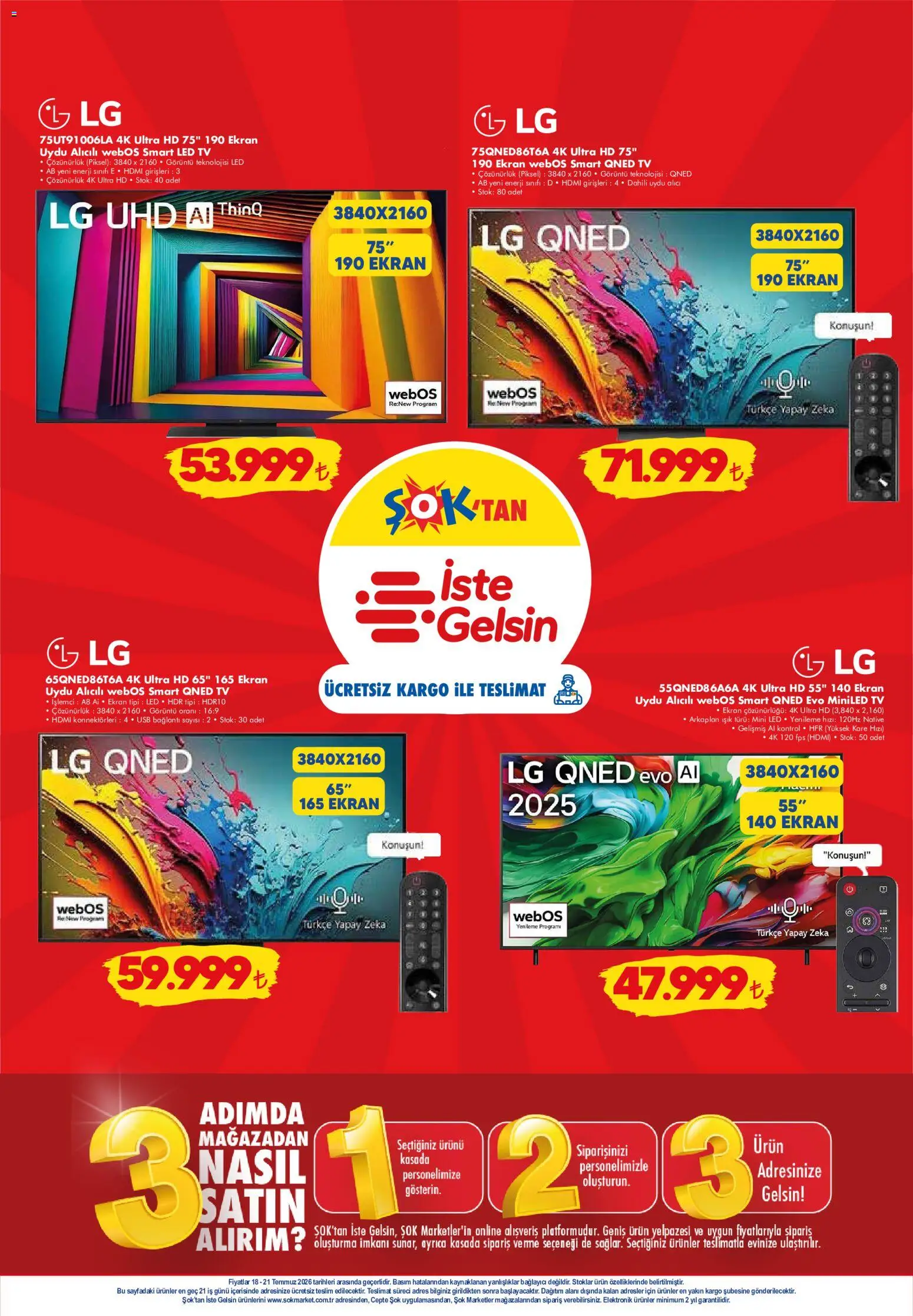 Şok Market - Hafta sonu fırsatları - 18 Temmuz 2026 tarihinden itibaren geçerlidir | Sayfa: 3 | Ürünler: TV, Bağlayıcı, Uydu, USB bağlantı