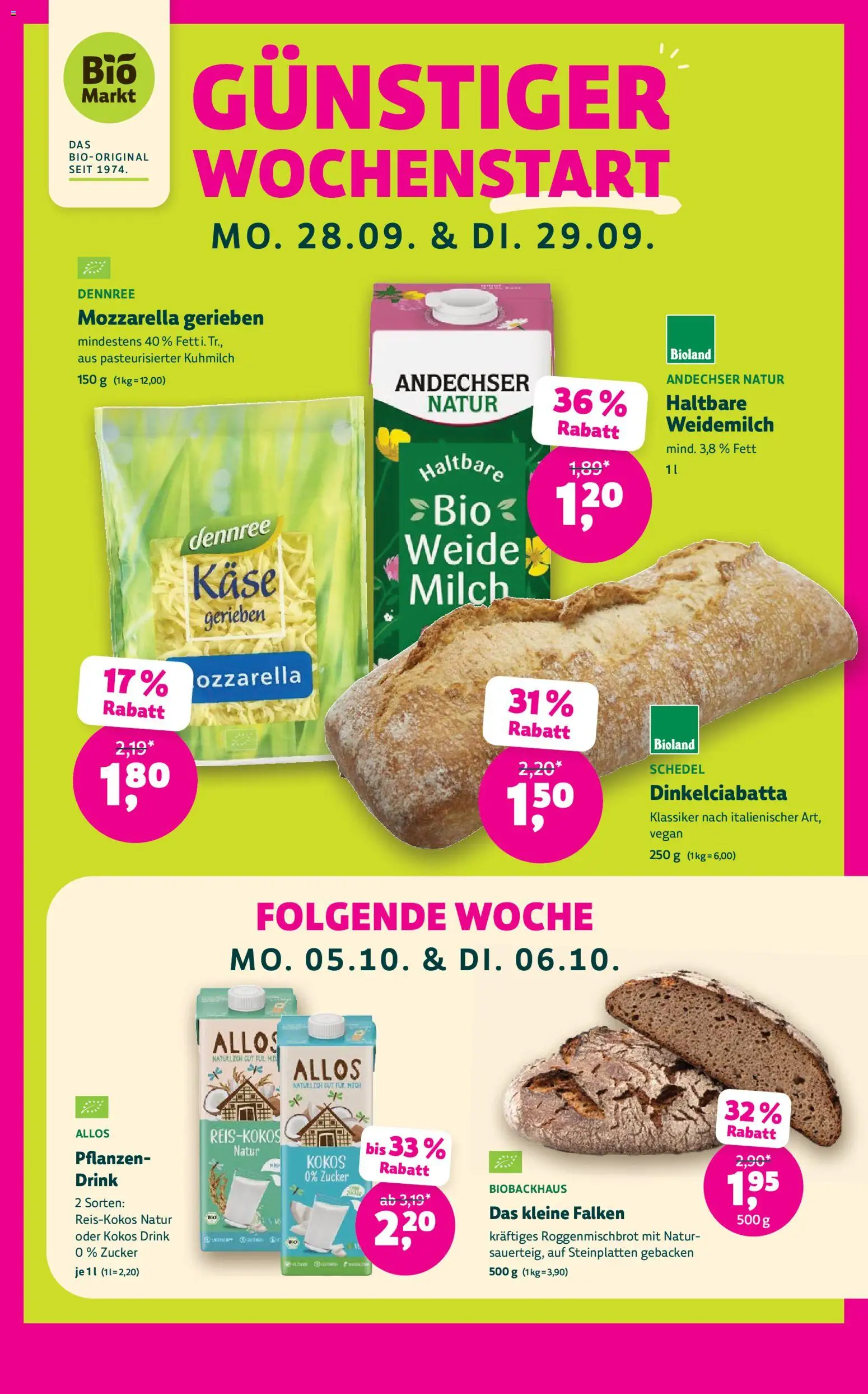BioMarkt Prospekt – gültig ab 23.09.2026 | Seite: 5 | Produkte: Milch, Käse, Mozzarella, Zucker